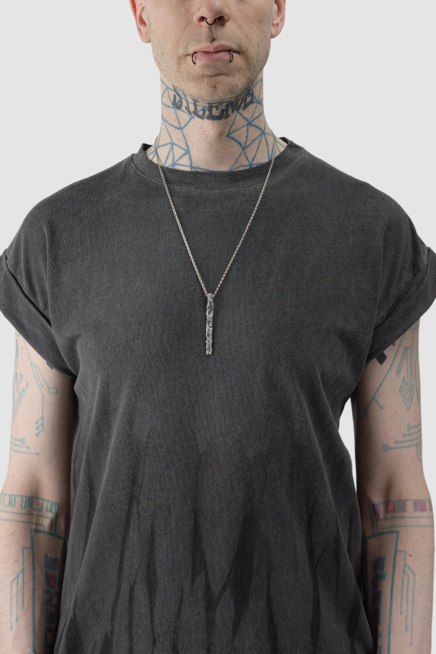 Melted Minimalistic Oxidized Silver Pendant - Image 2