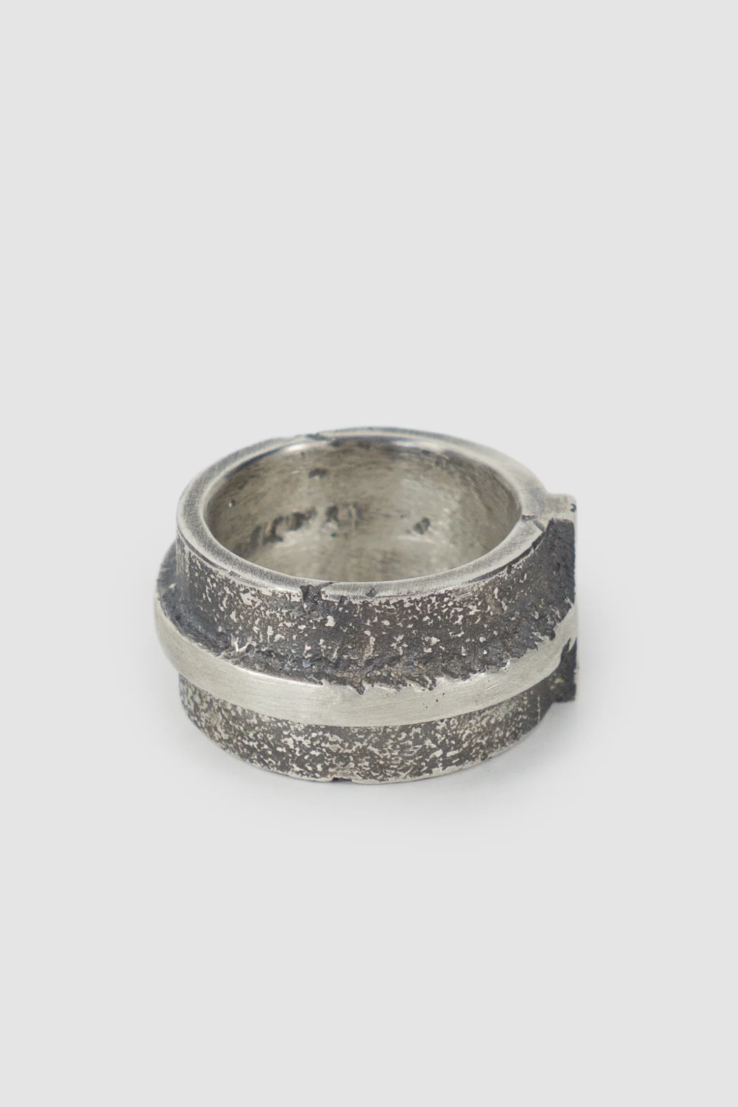 Oxidized Silver Brutalist Ring with Cross Detail - Image 5