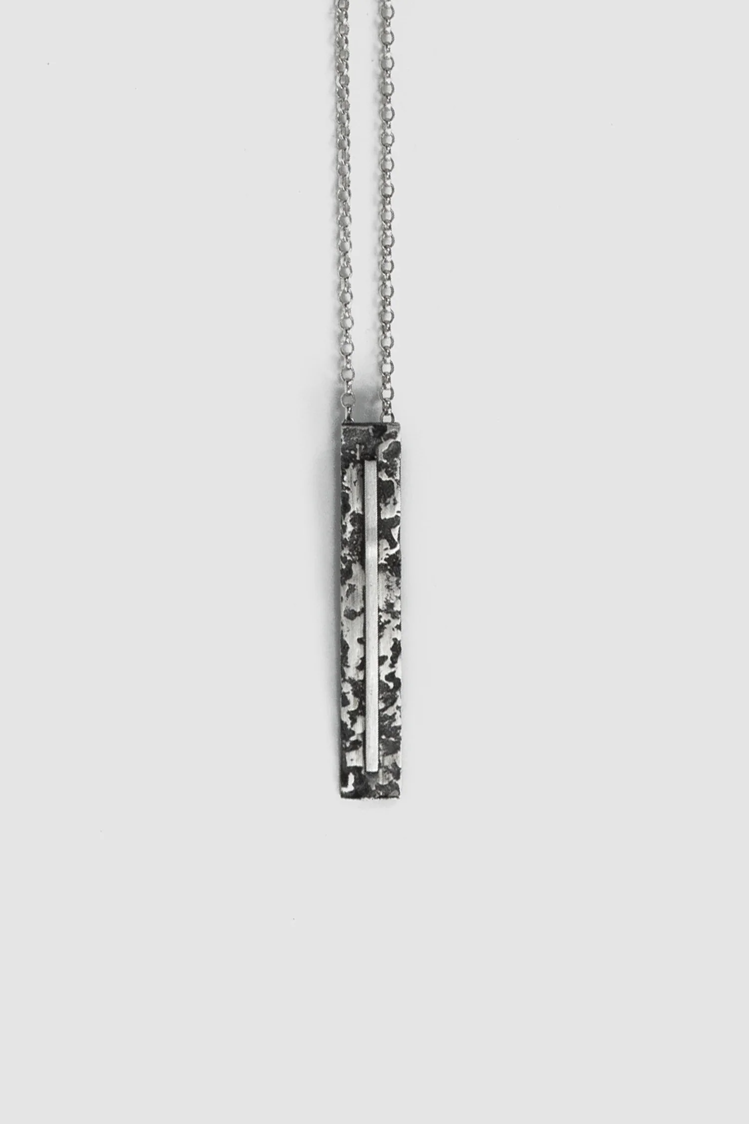 Oxidized Silver Pendant with Polished Line