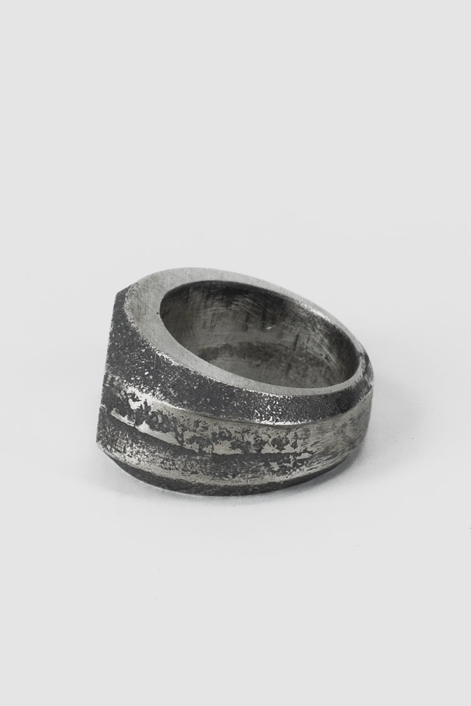 Oxidized Silver Ring with Flat Dome Profile - Image 3