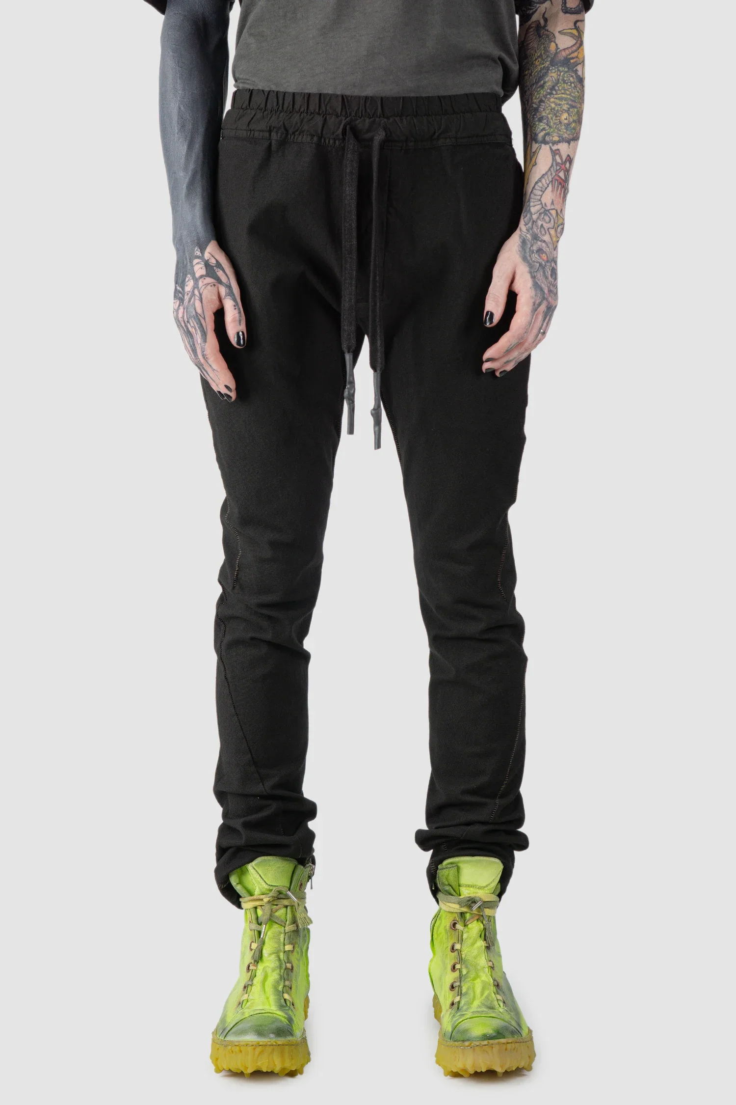 Black Fitted Cotton Cargo Trousers