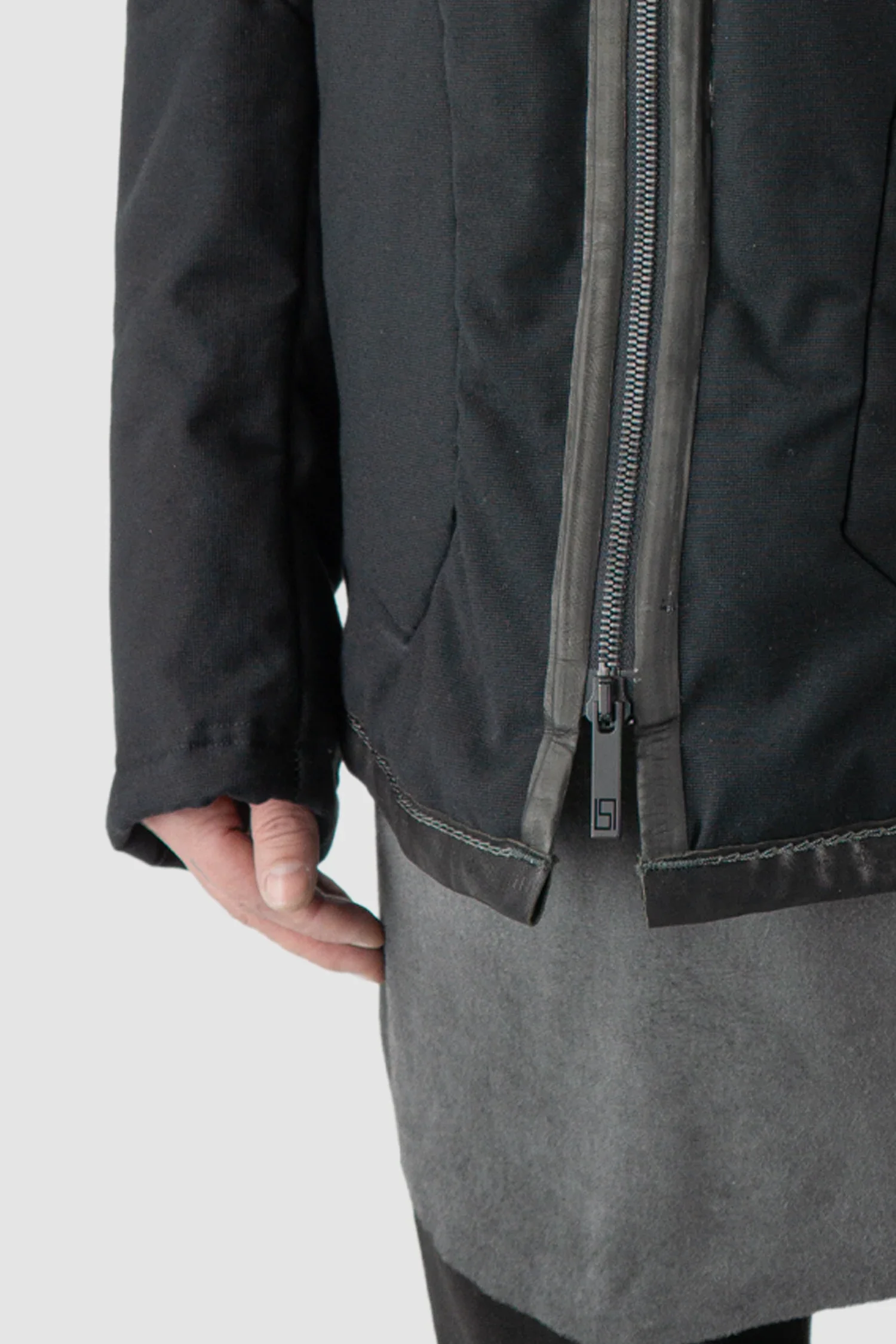 Black Padded Cotton Jacket with Hood - Image 4
