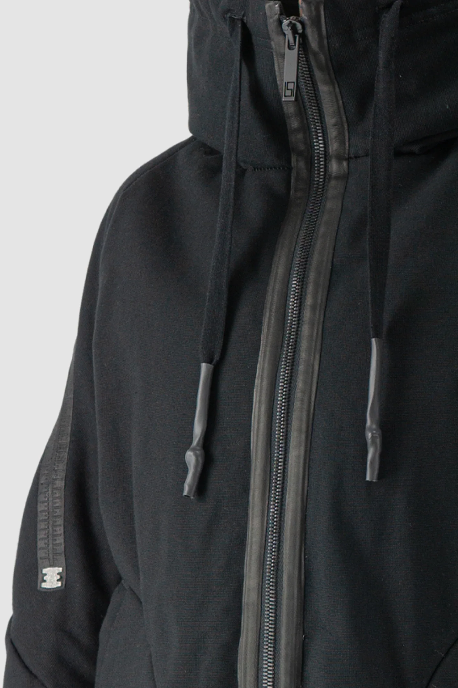 Black Padded Cotton Jacket with Hood - Image 5