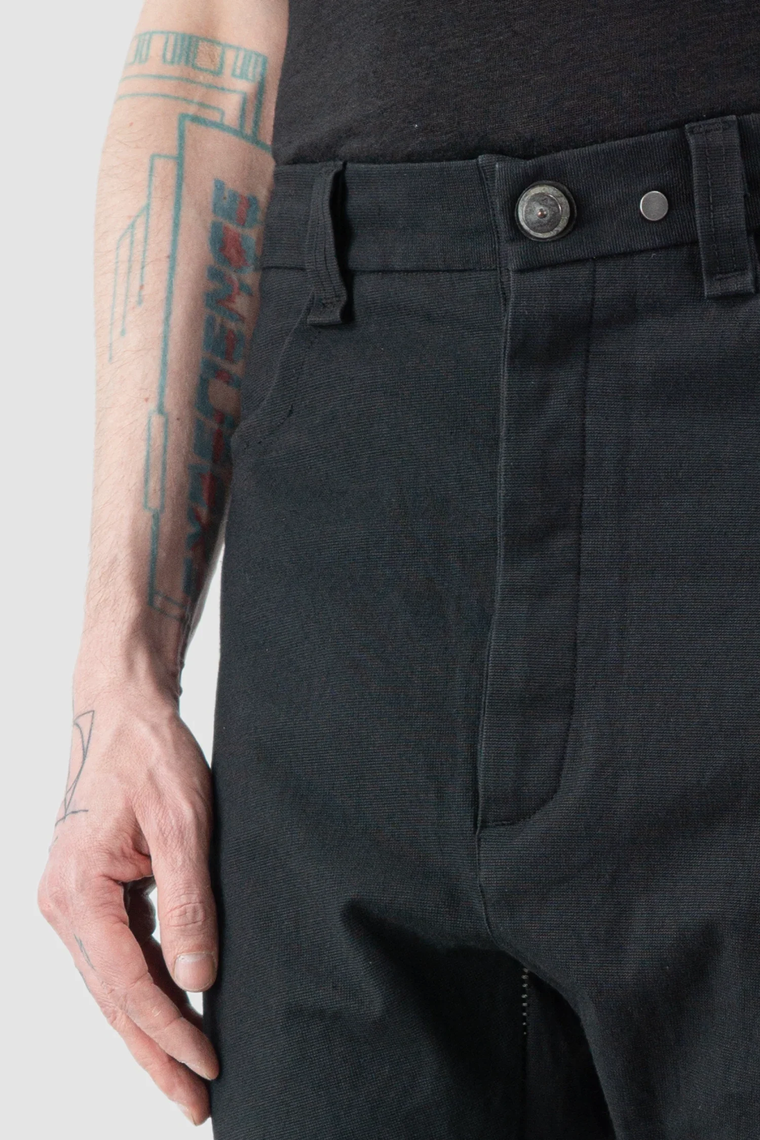 Black Scar Stitch Cotton Trousers - Image 3