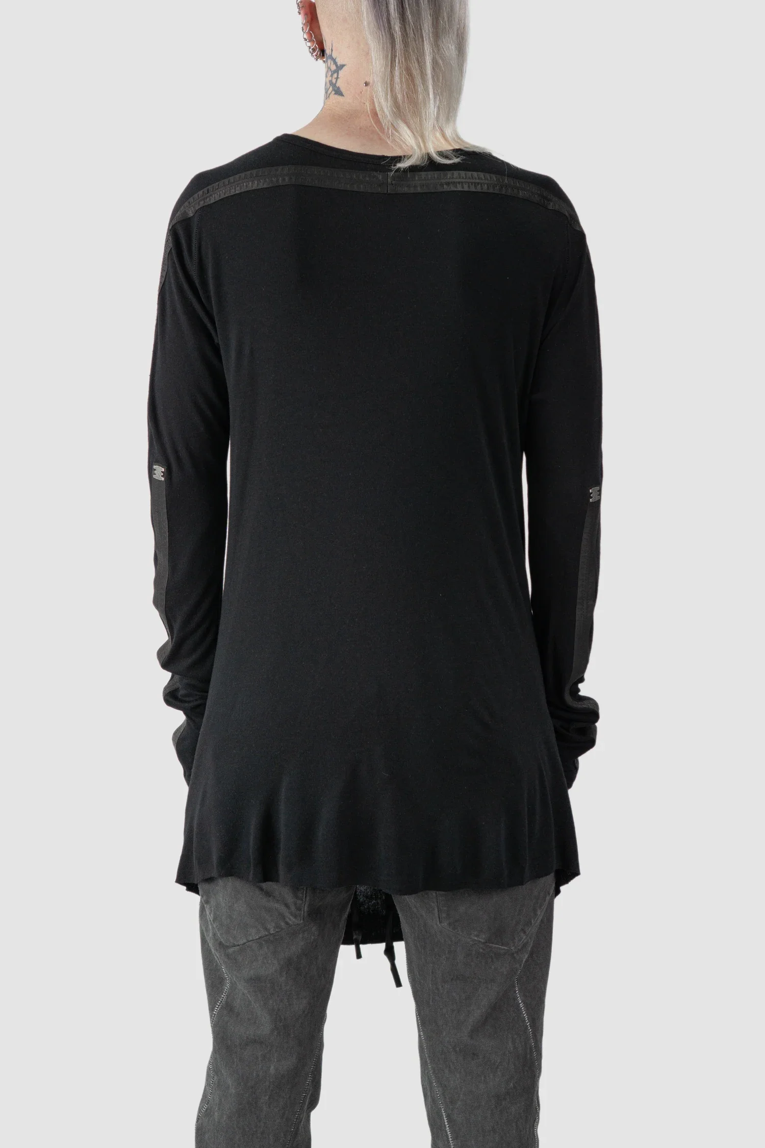 Black Two Panel Modal Long Sleeve Tee - Image 4
