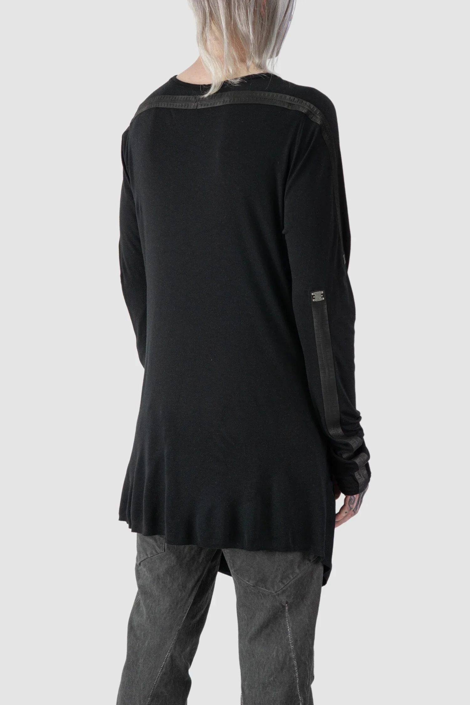 Black Two Panel Modal Long Sleeve Tee - Image 6