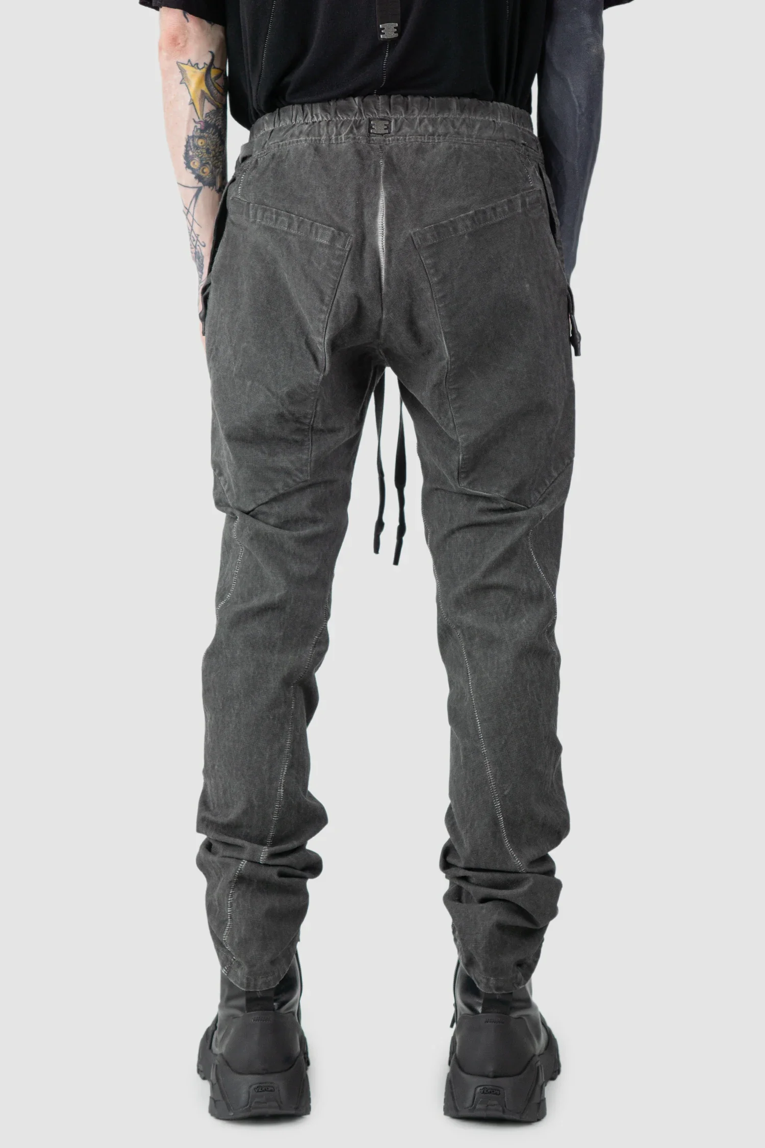 Grey 6 Pocket Garment-Dyed Cotton Cargo Pants - Image 5