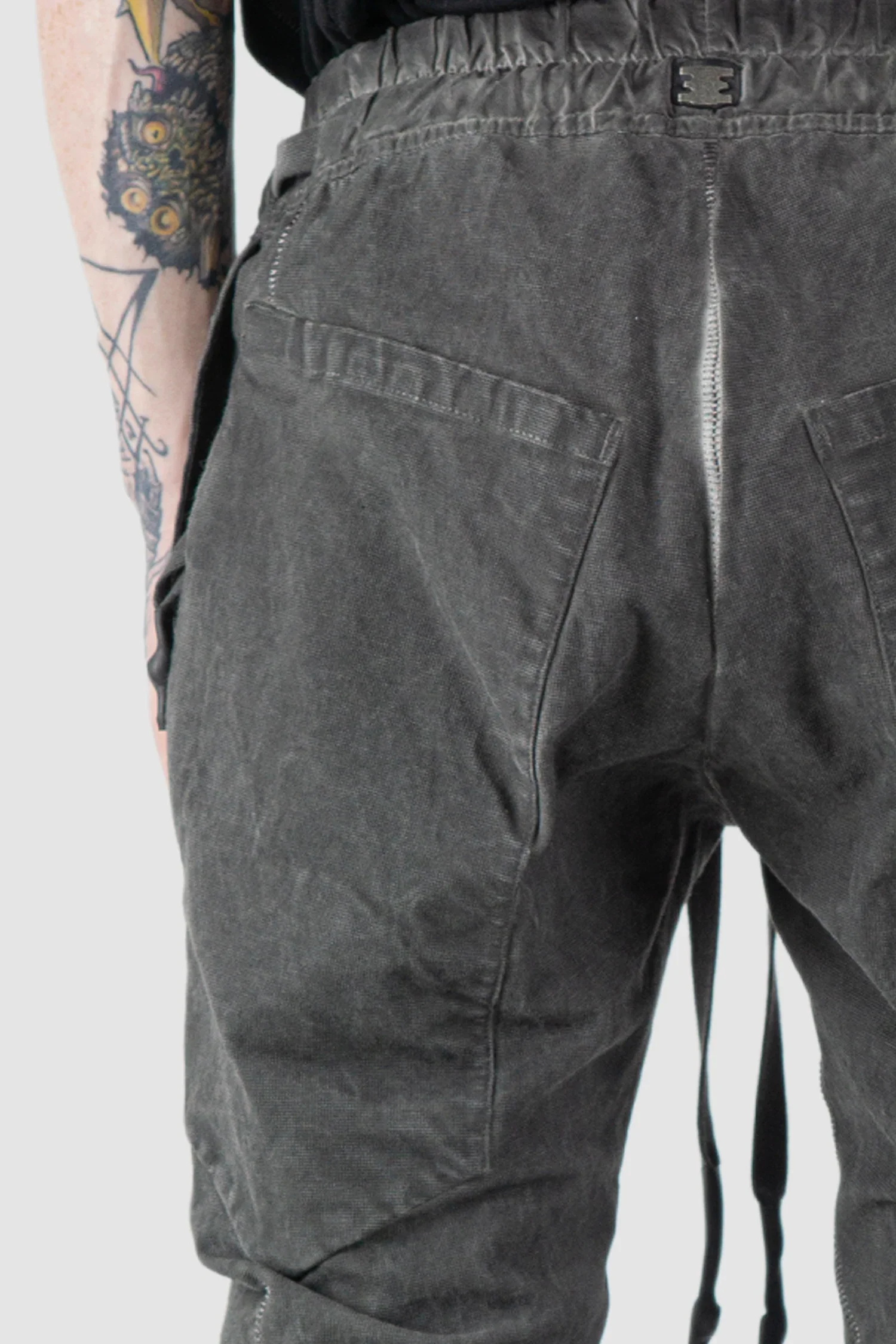 Grey 6 Pocket Garment-Dyed Cotton Cargo Pants - Image 6