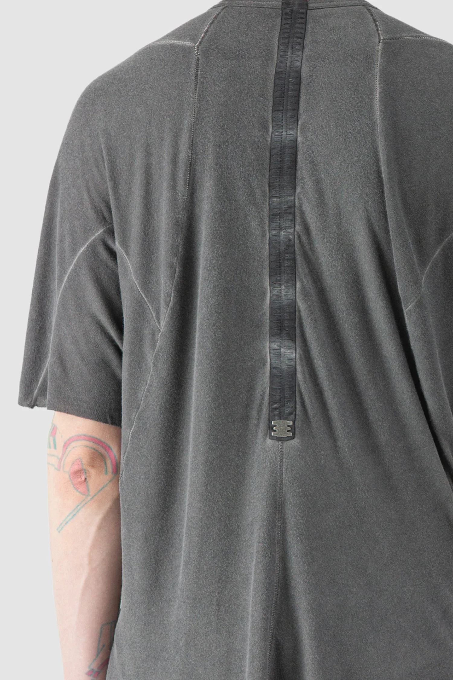 Grey Leather Spine Modal-Cashmere Raglan T-Shirt - Image 4