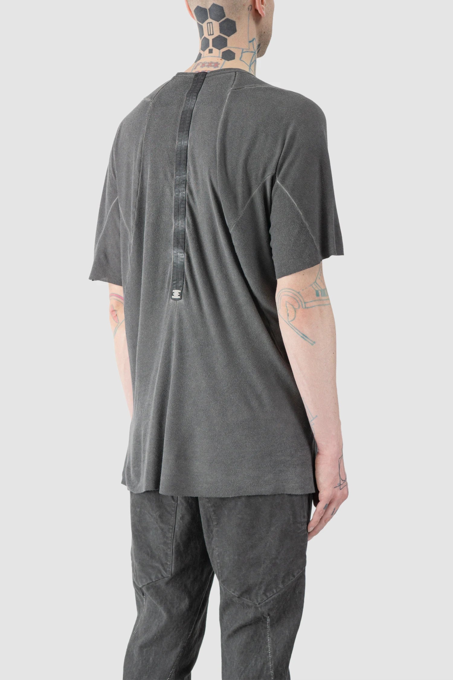 Grey Leather Spine Modal-Cashmere Raglan T-Shirt - Image 5