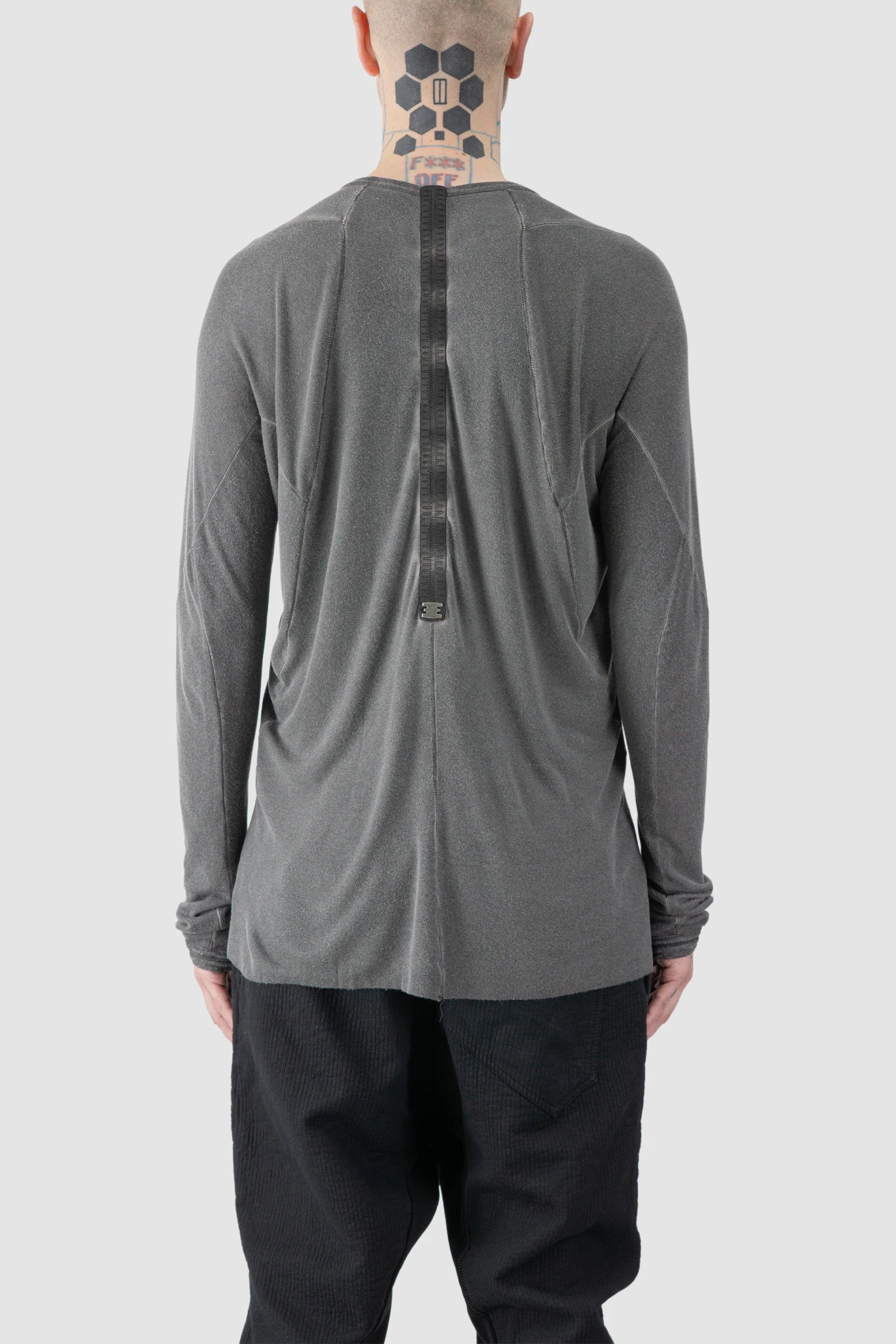 Grey Modal-Cashmere Raglan Long Sleeve T-Shirt - Image 3