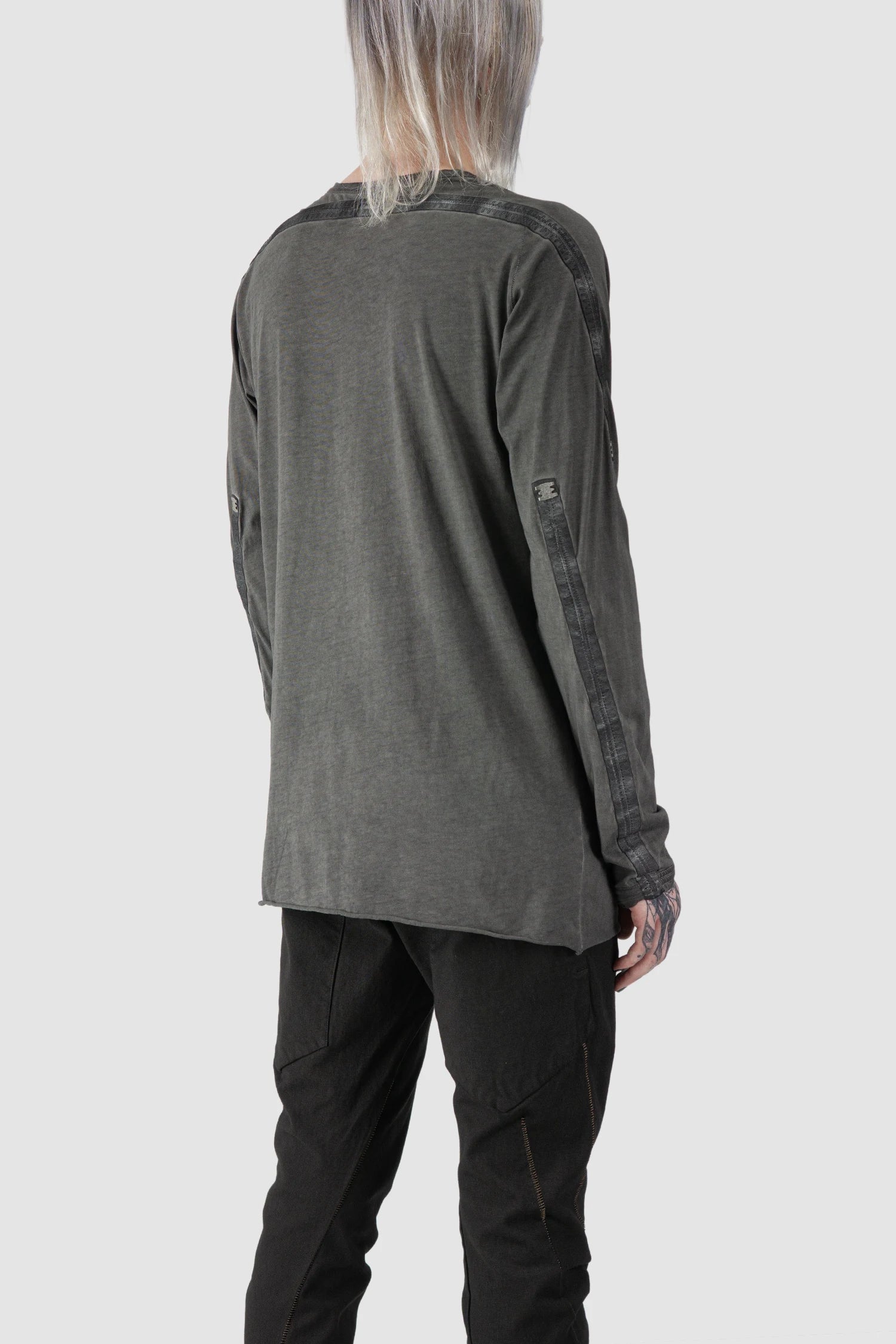 Grey Object Dyed Leather Spine Long Sleeve T-Shirt - Image 5
