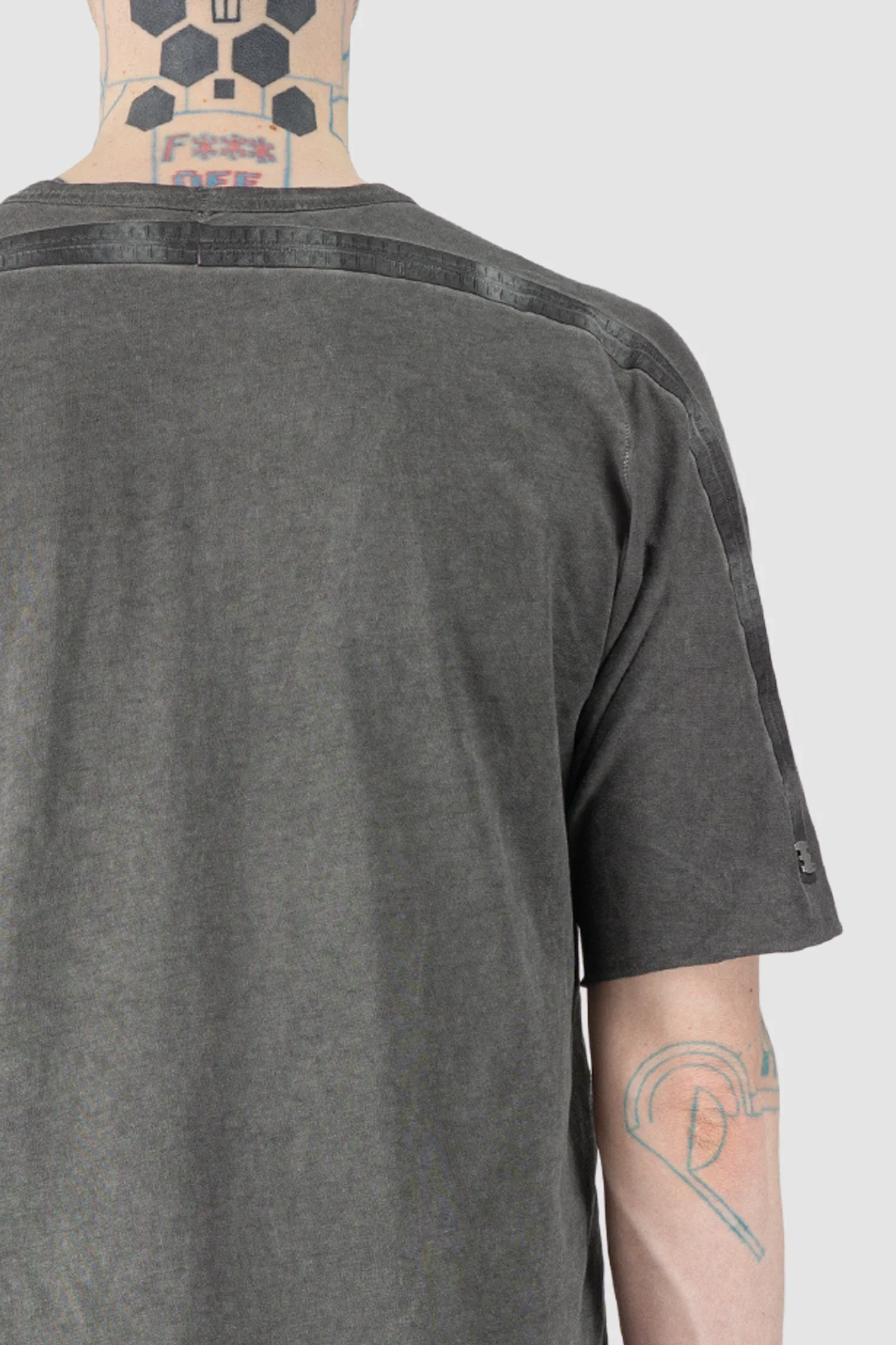 Grey Object Dyed Leather Spine Short Sleeve Tee - Image 5