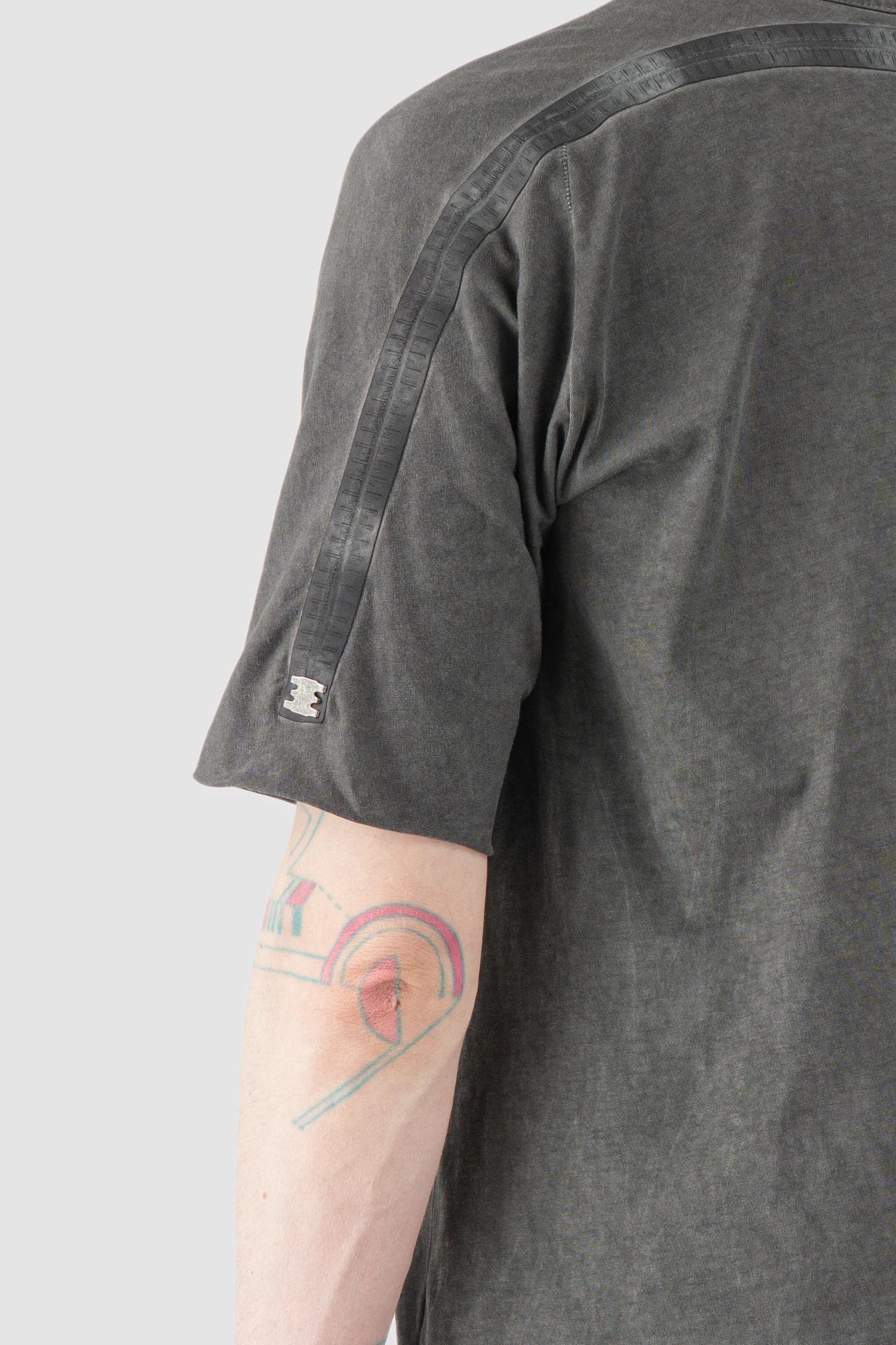 Grey Object Dyed Leather Spine Short Sleeve Tee - Image 6