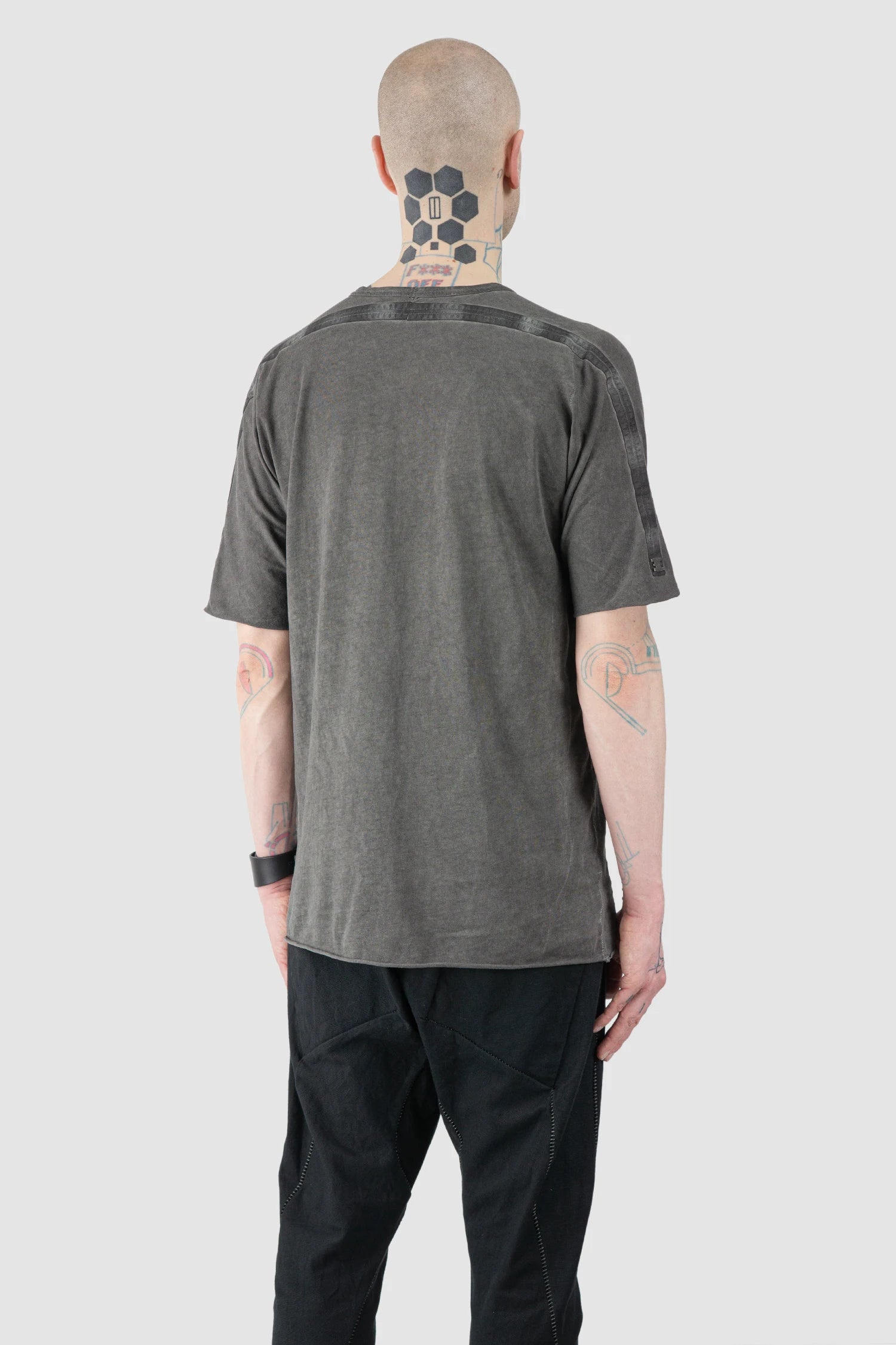 Grey Object Dyed Leather Spine Short Sleeve Tee - Image 7