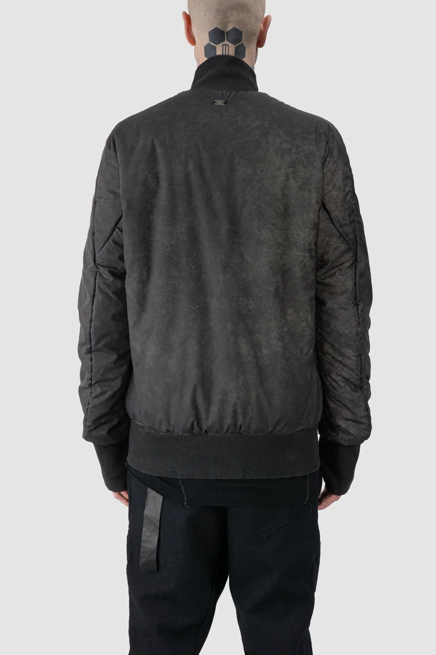 Grey Reflective Object-Dyed Padded Nylon Bomber Jacket - Image 5