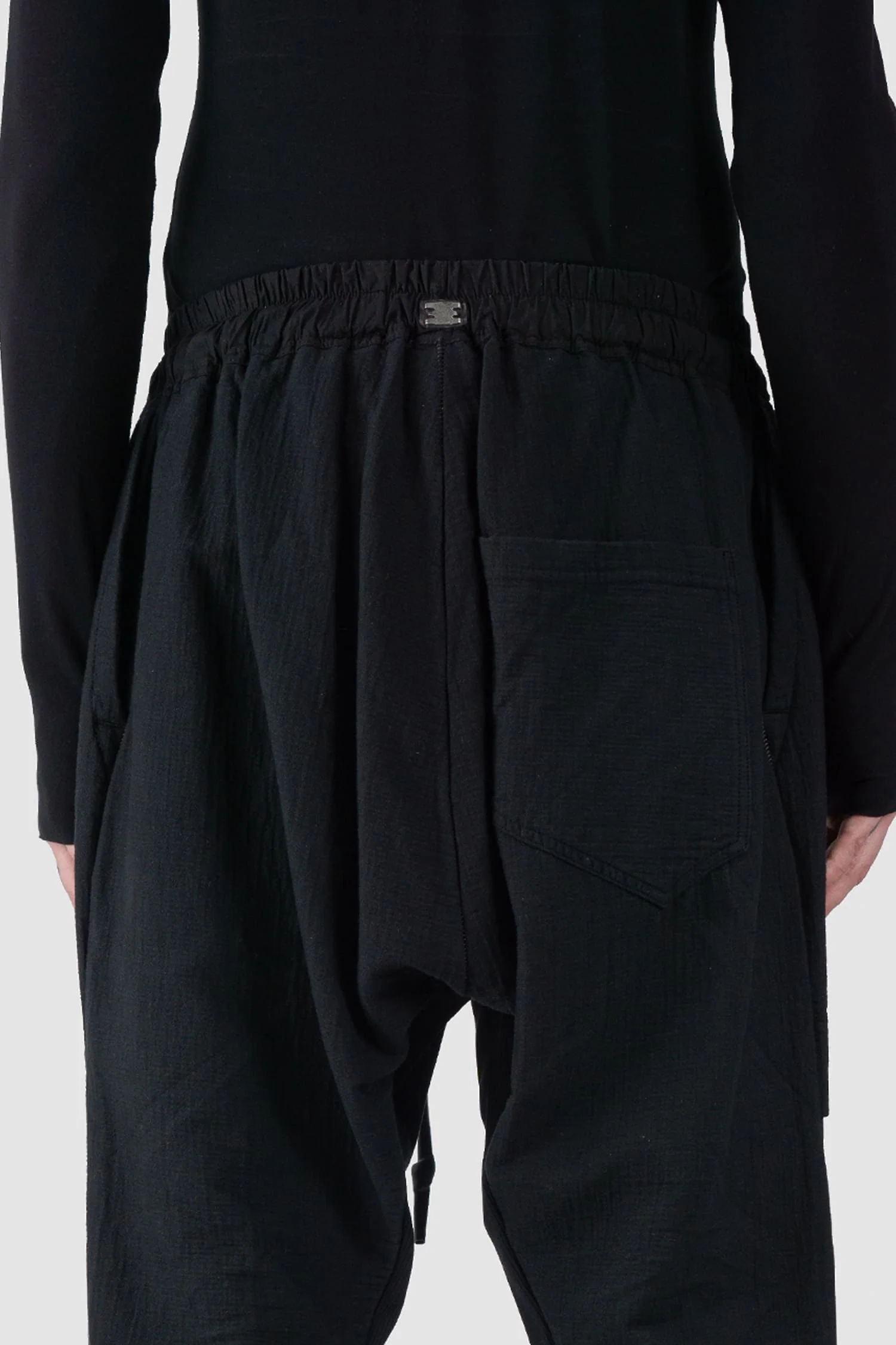 Black Deep Crotch Patch Pocket Jogging Trousers - Image 4