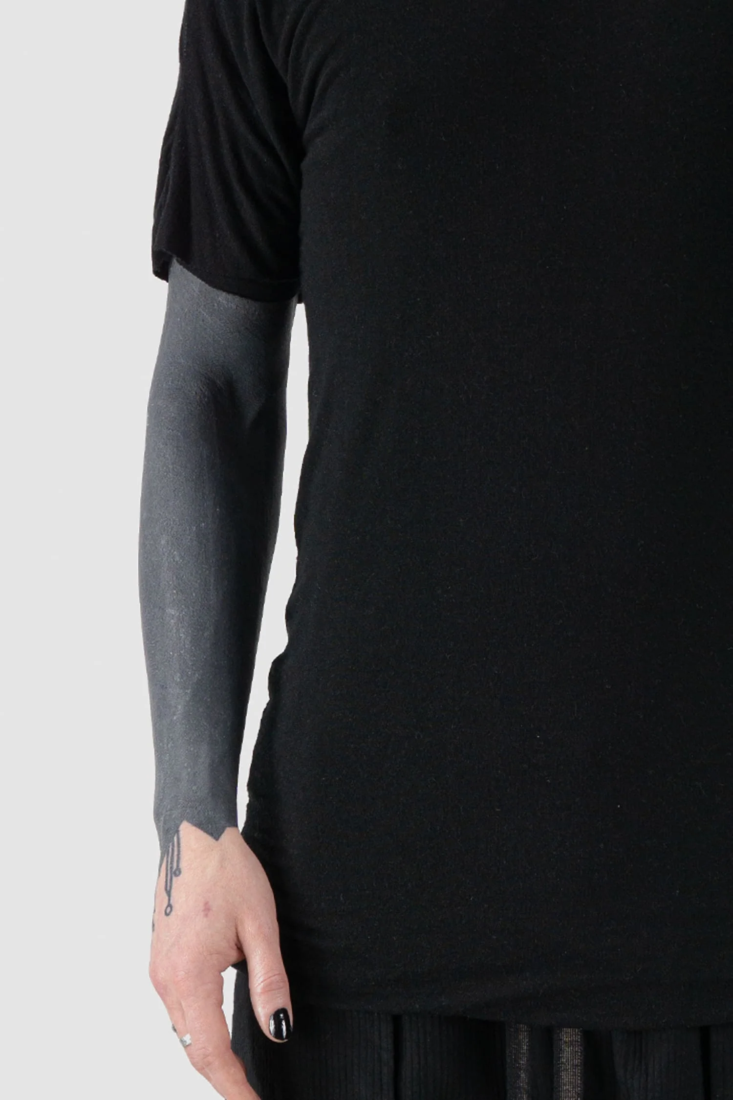 Black Folded Double Layer Modal Raglan T-Shirt - Image 3