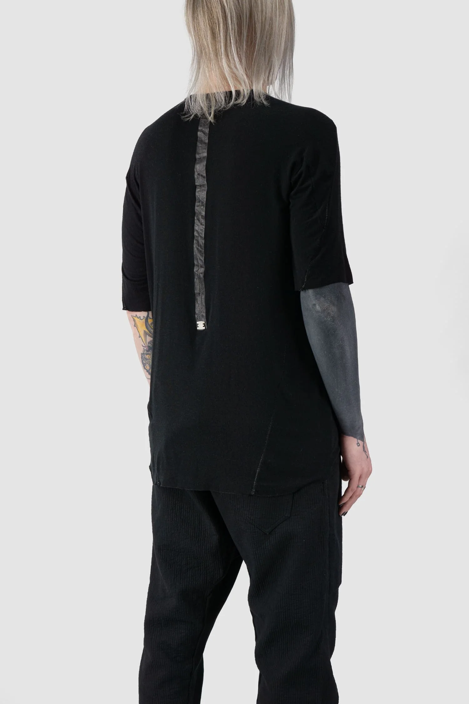 Black Geometrical Scar Stitch Modal Raglan T-Shirt - Image 5
