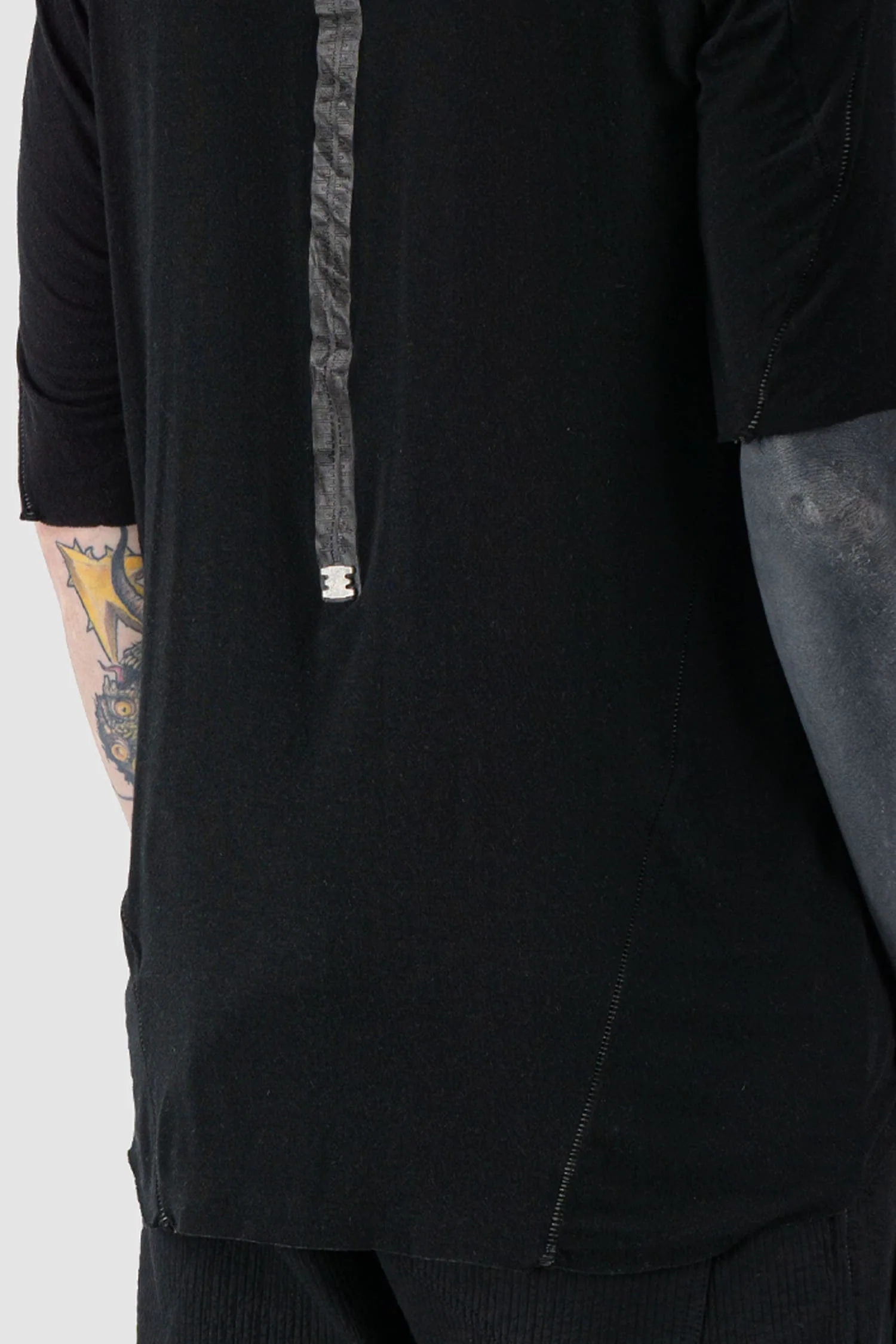 Black Geometrical Scar Stitch Modal Raglan T-Shirt - Image 6