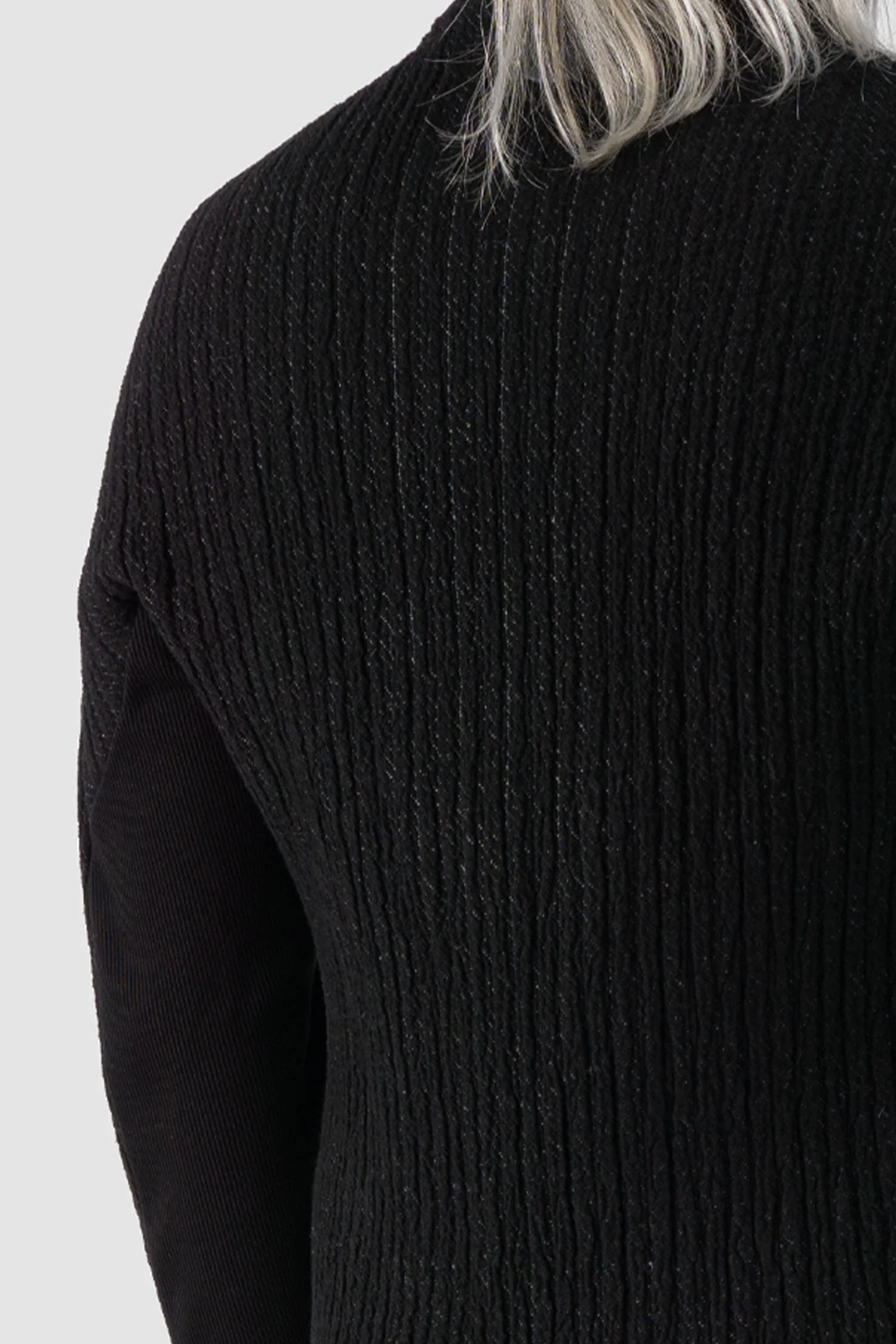 Black Organic Cotton Blend Double Layer Stretch Sweat Jacket - Image 6