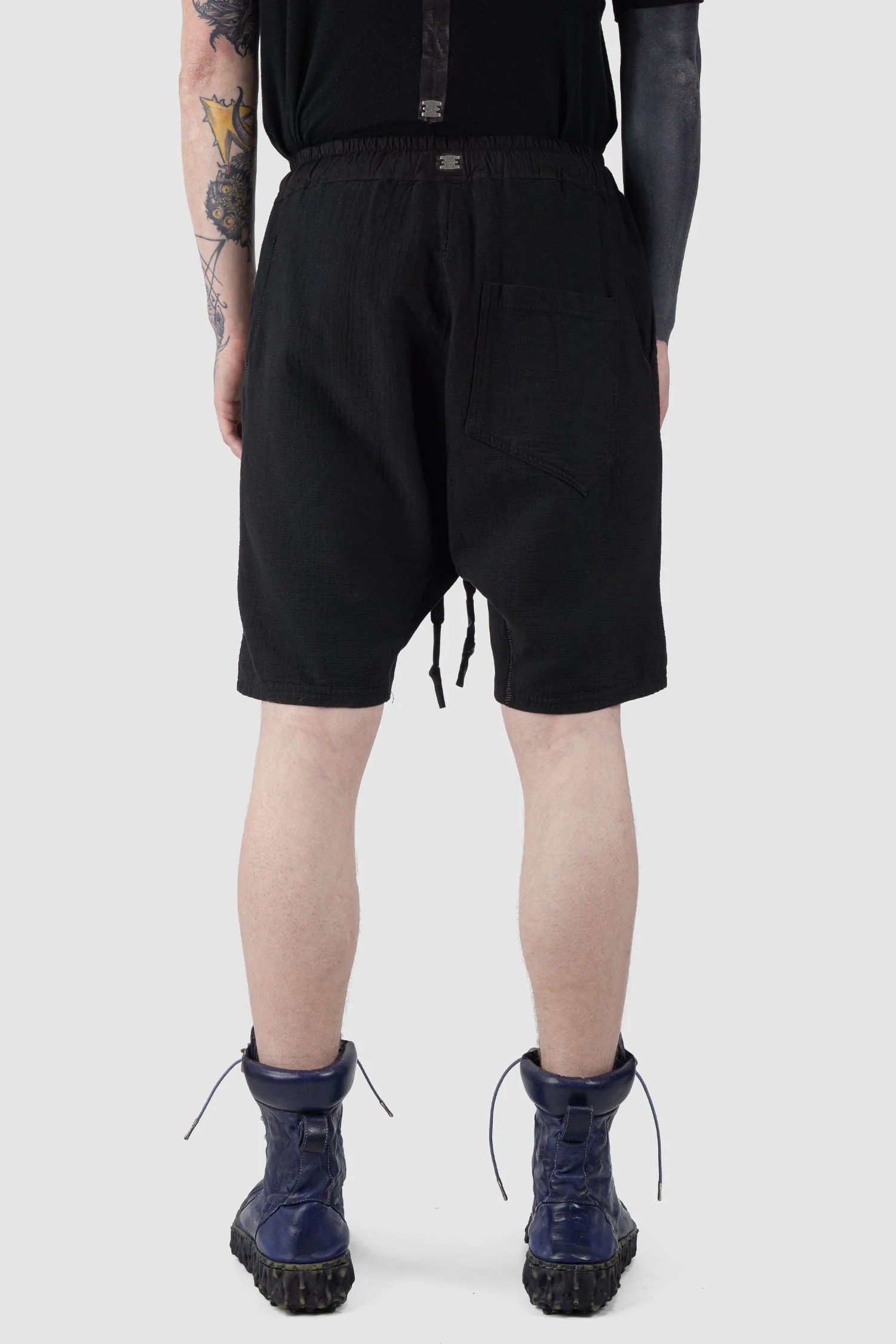 Black Organic Cotton Zip Cargo Sweat Shorts - Image 4