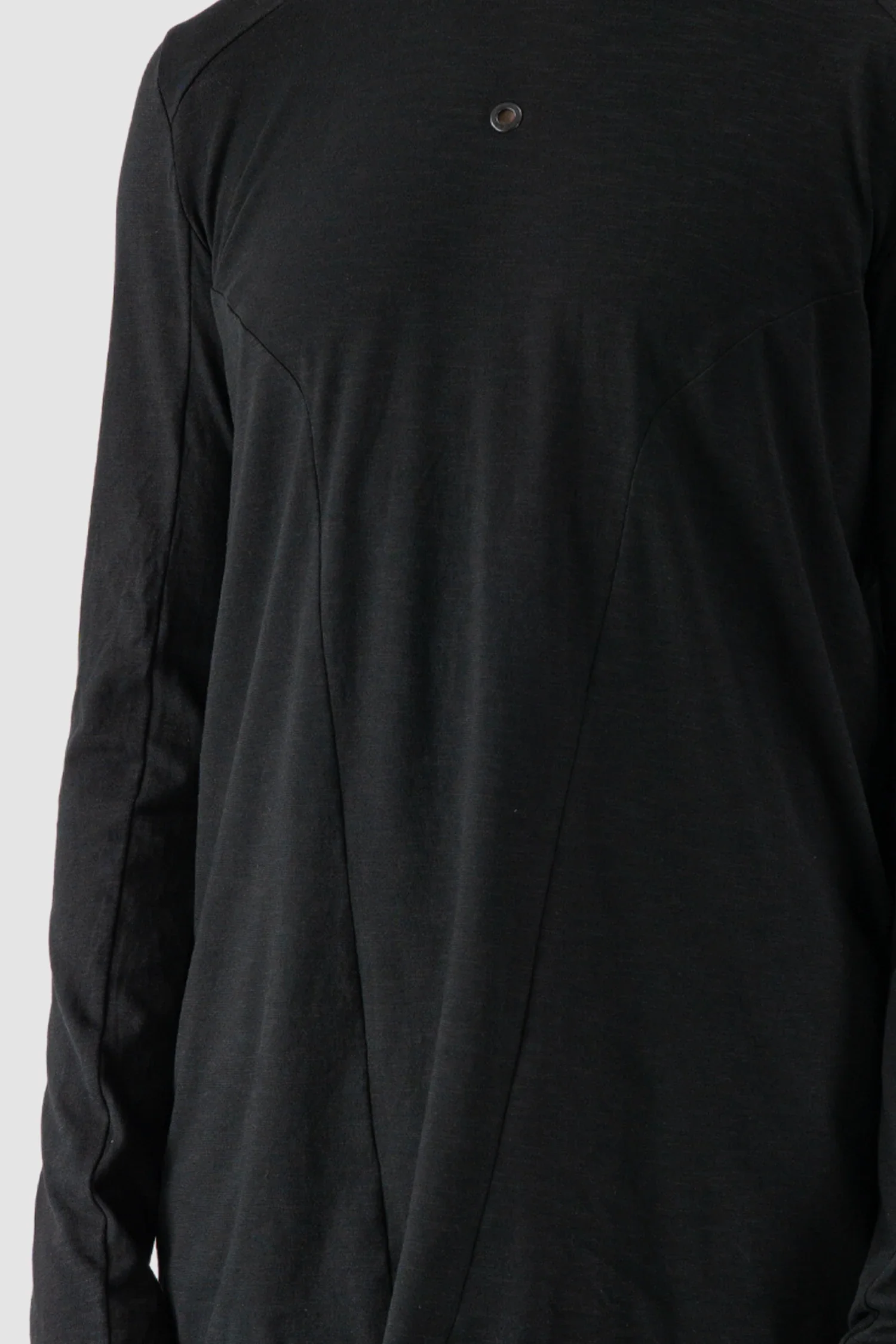 Black Brushed Cotton Geometric Seam Long Sleeve T-Shirt - Image 3
