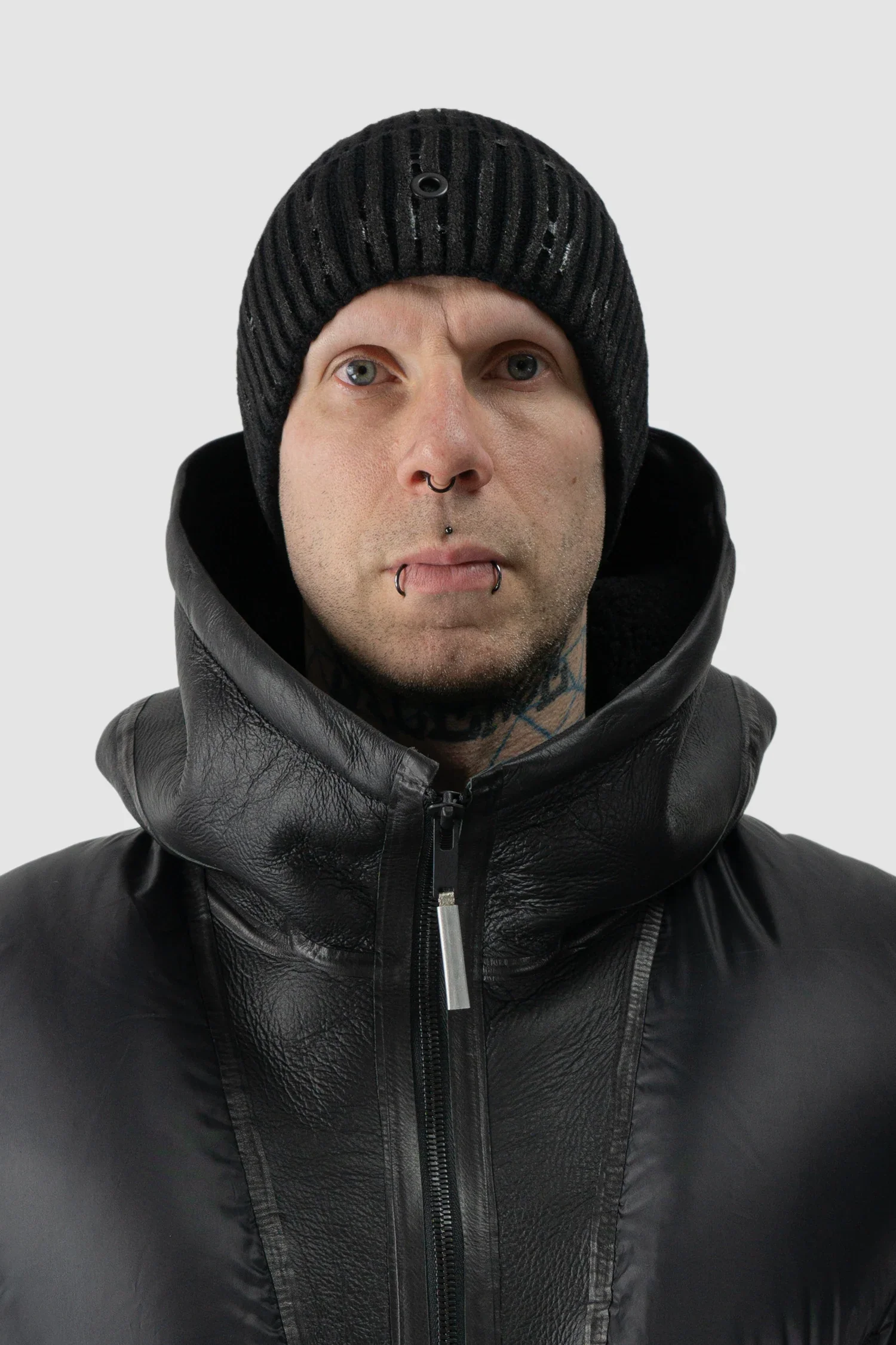 Black Tar-Coated Cotton Nylon Knit Beanie - Image 2