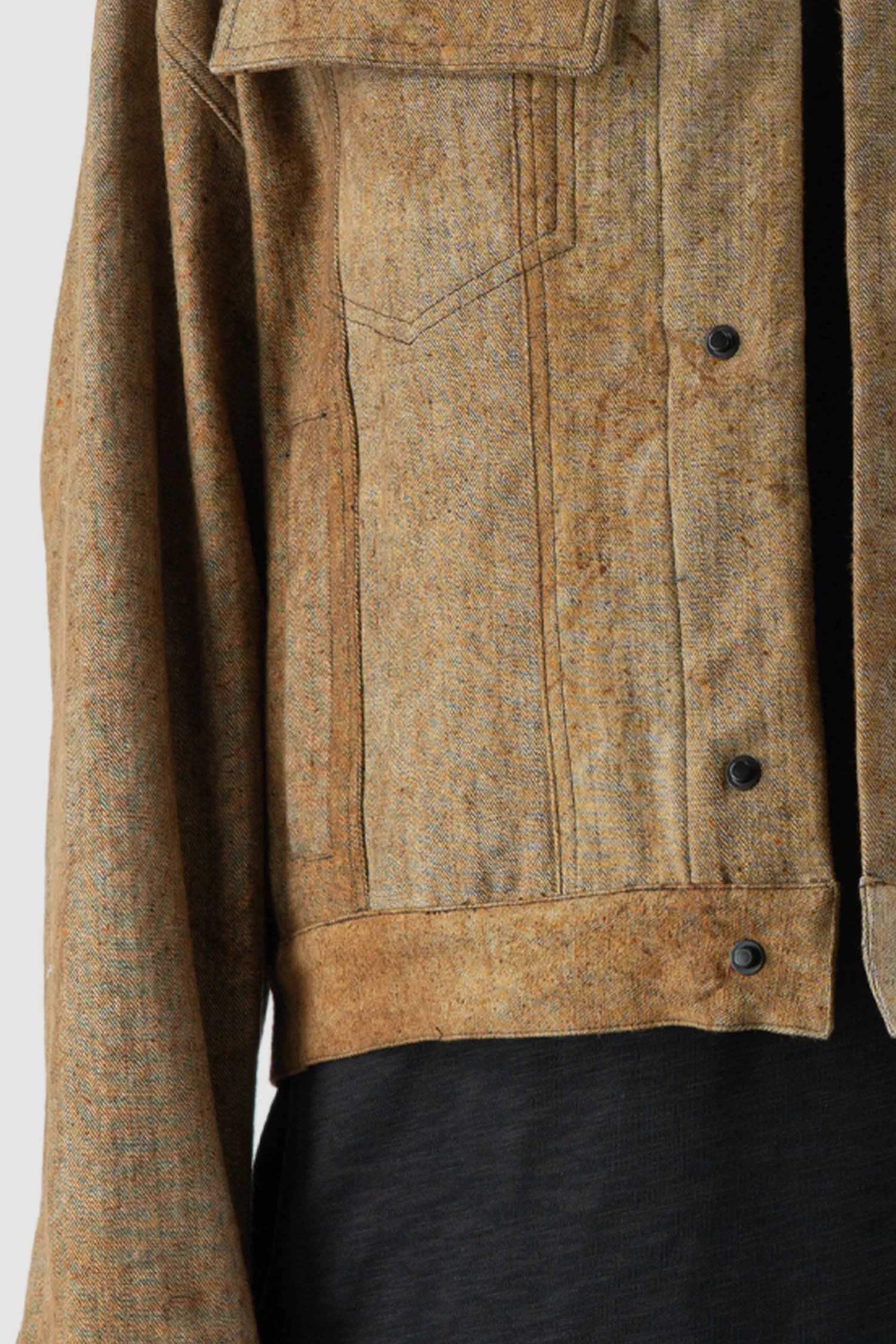 Brown Rusted Cotton Denim Worker Jacket - Image 4