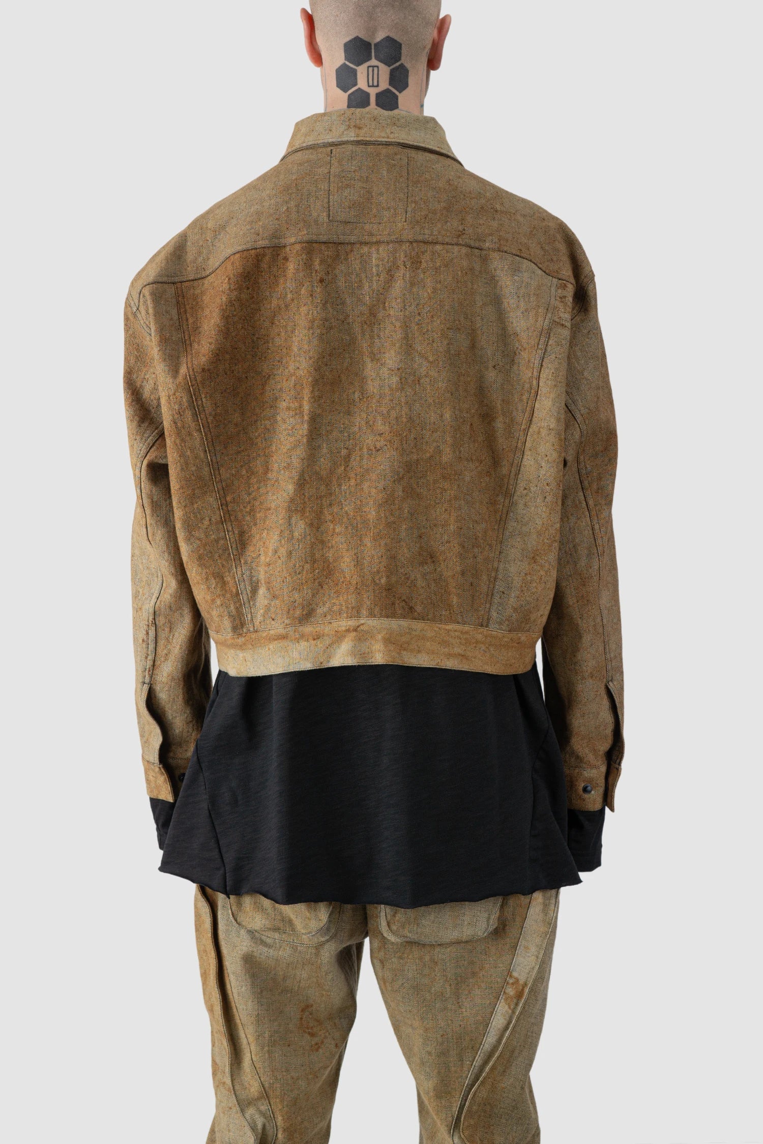 Brown Rusted Cotton Denim Worker Jacket - Image 5