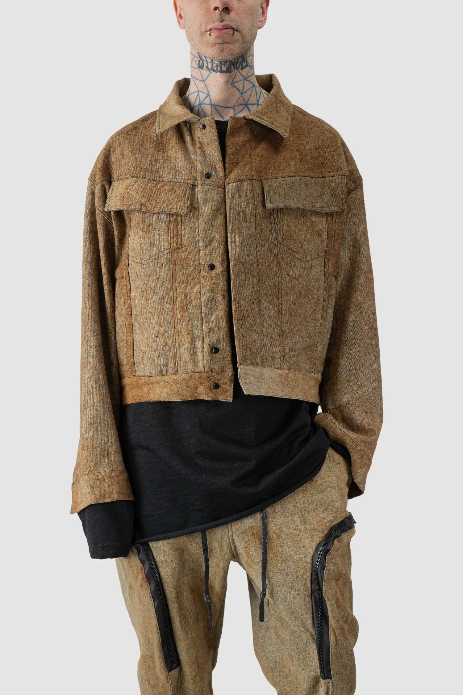 Brown Rusted Cotton Denim Worker Jacket - Image 7