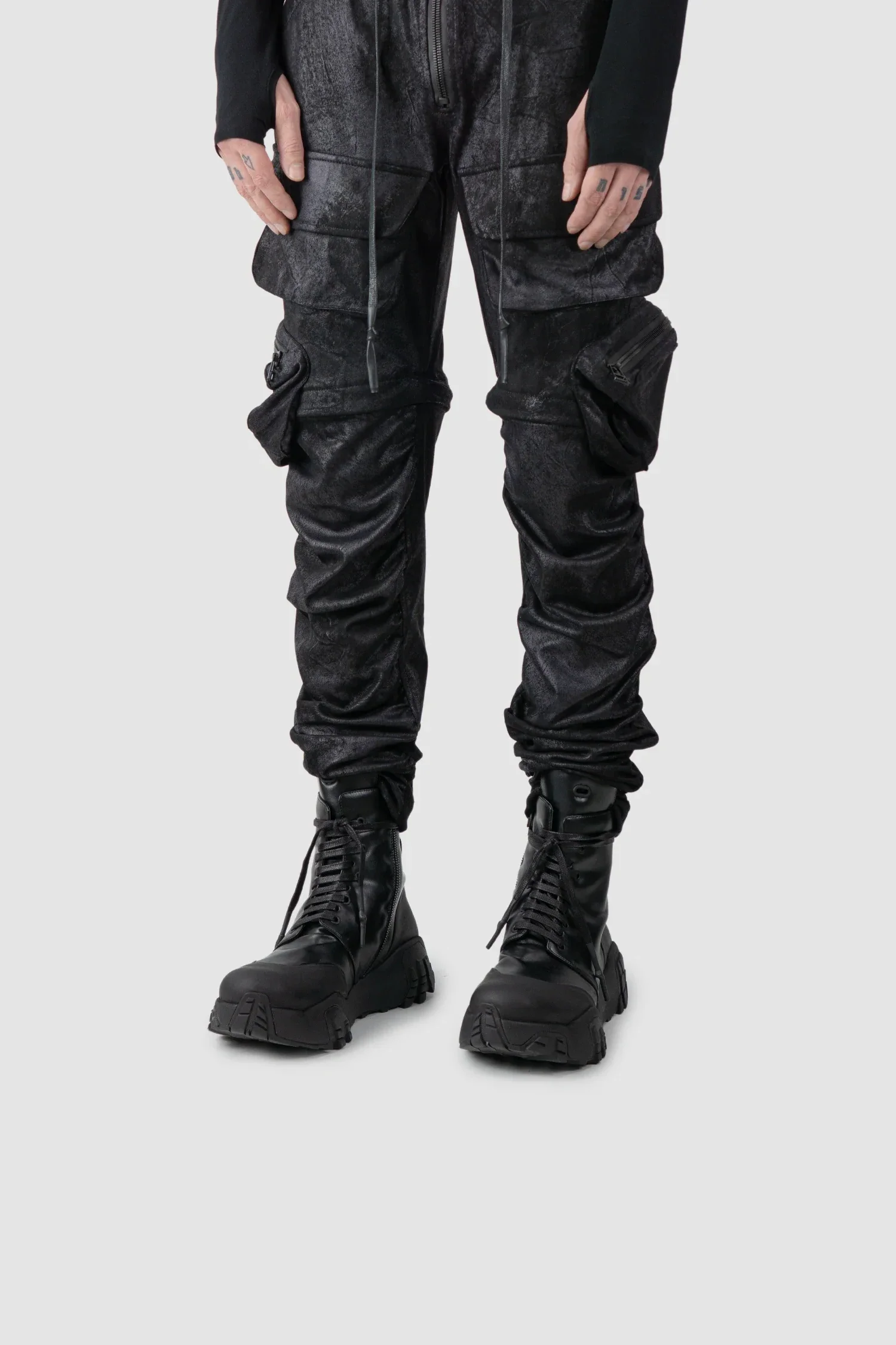 Black Mongrel Geo-Zip Vegan Ankle Boots - Image 11