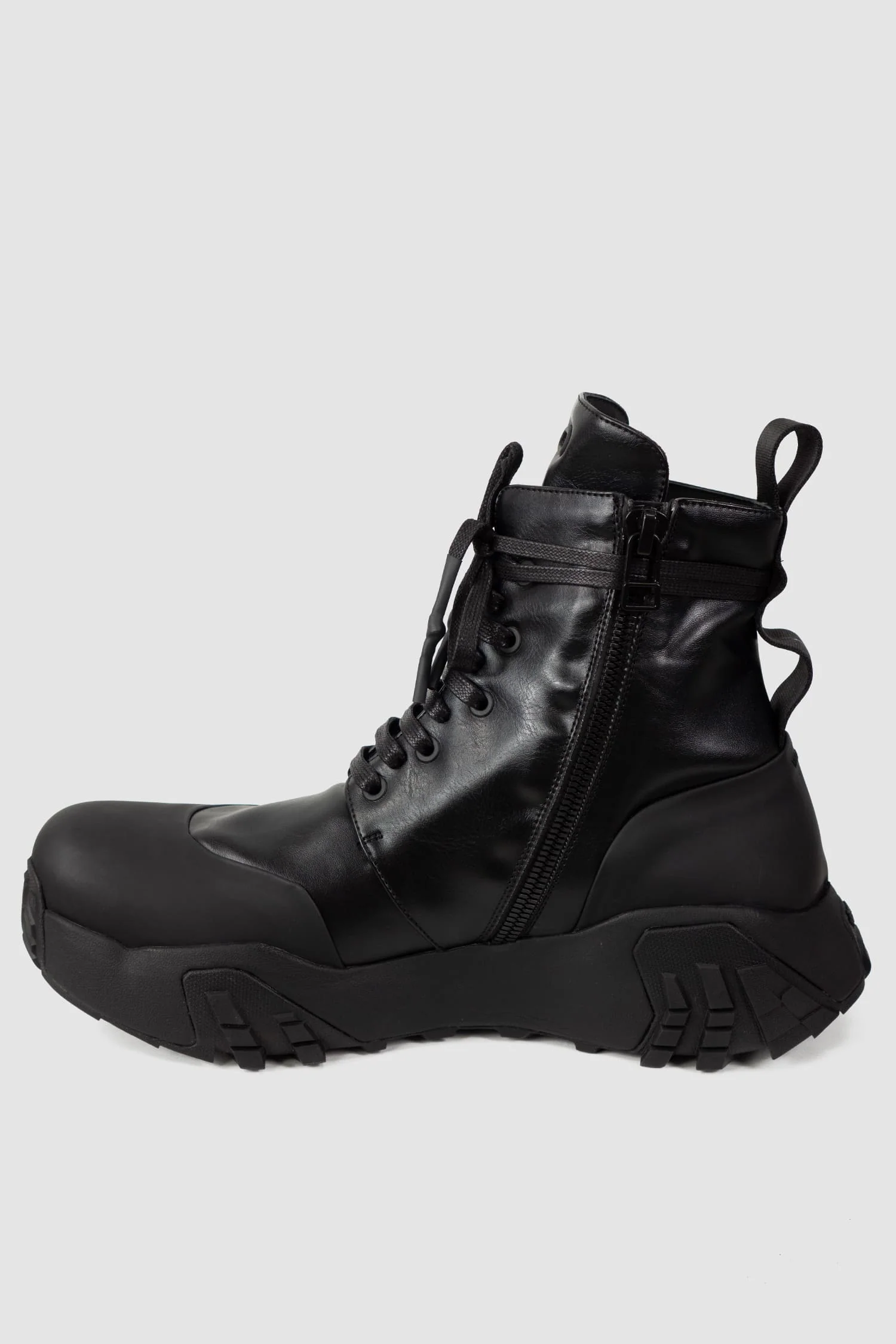 Black Mongrel Geo-Zip Vegan Ankle Boots - Image 3