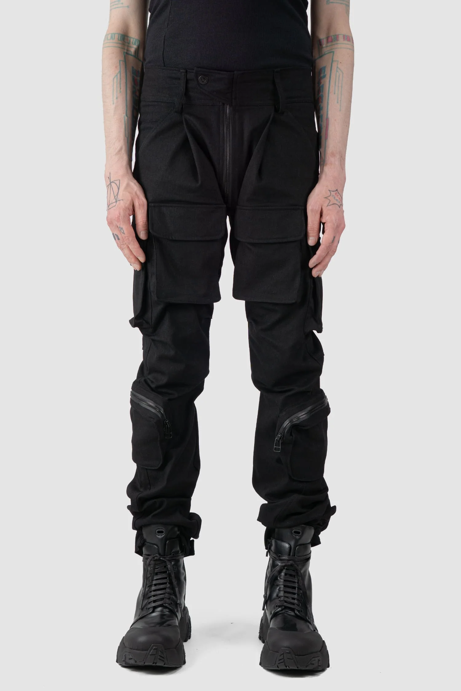 Black Unit Cotton Cargo Trousers - Image 8
