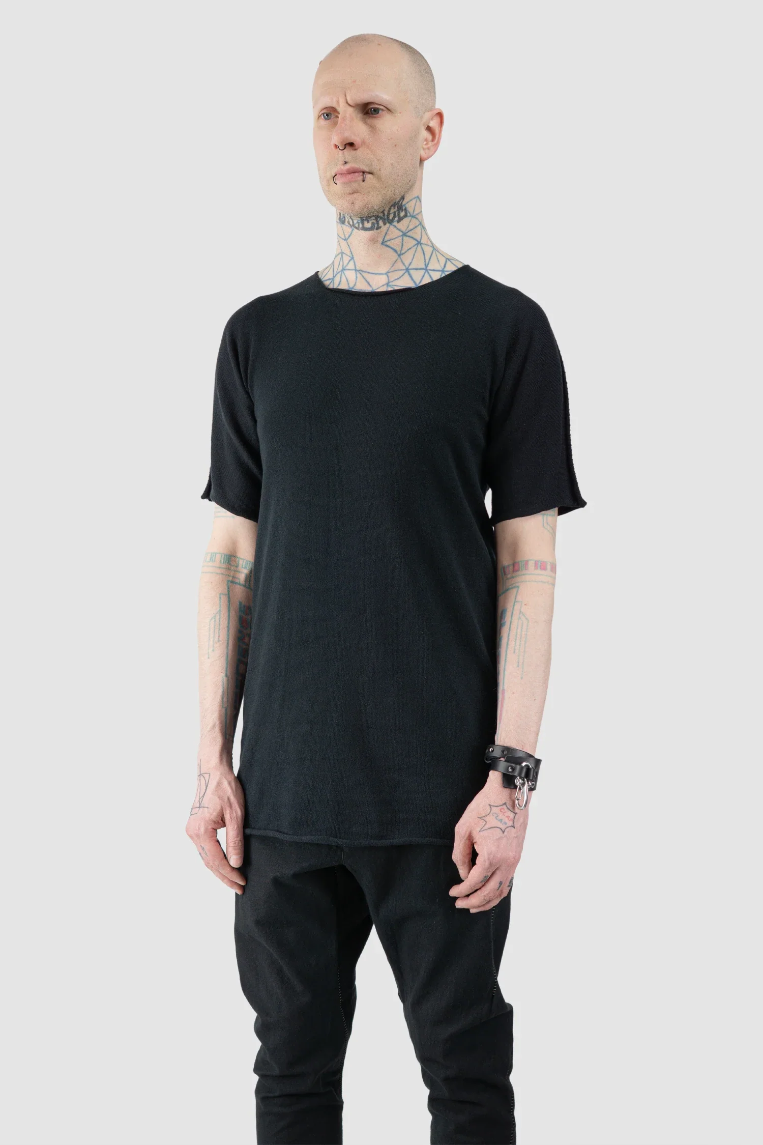 Black Reversible Knitted Spine T-Shirt - Image 2