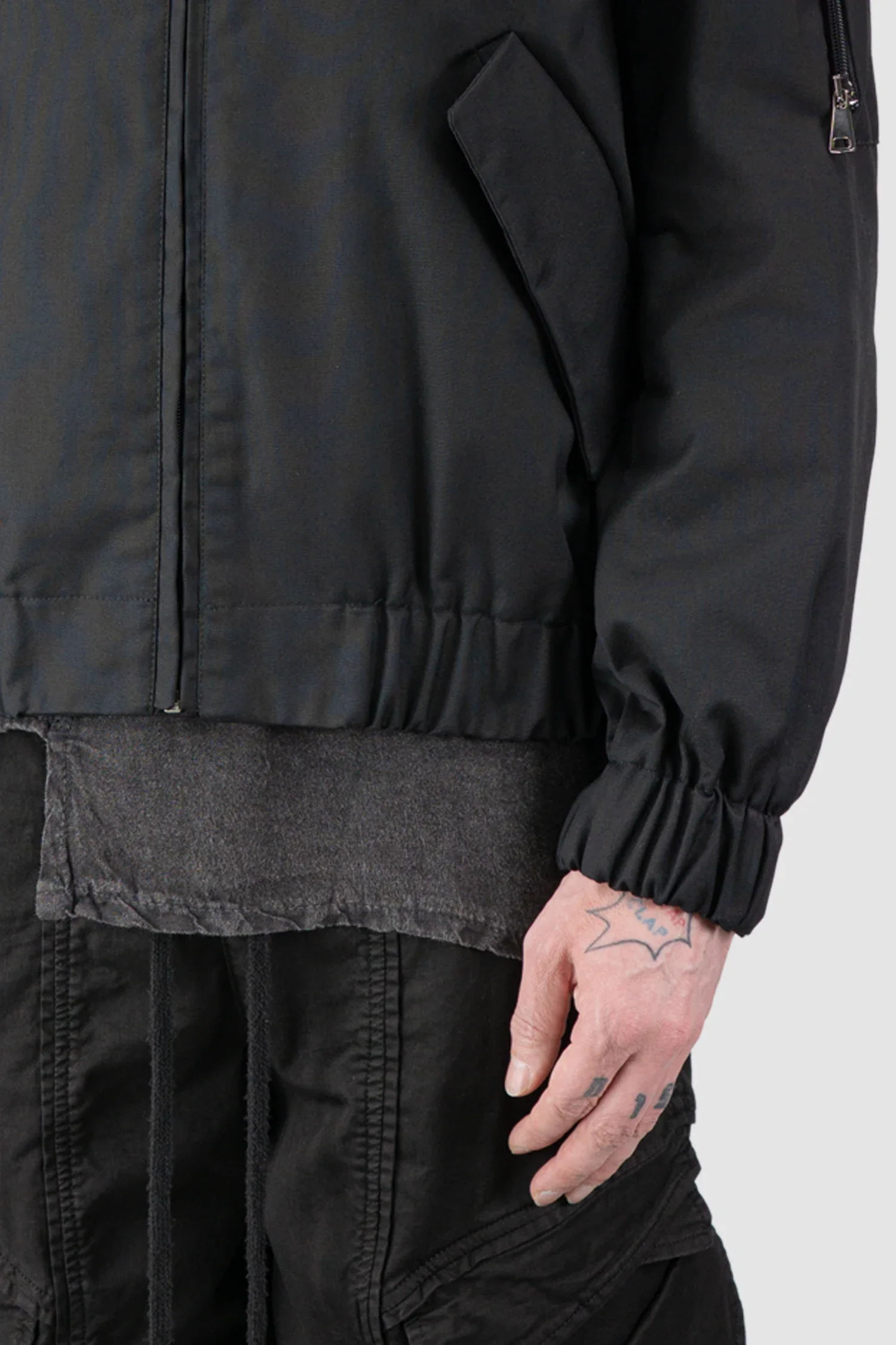 Black Cotton Blend Tech Bomber Jacket - Image 3