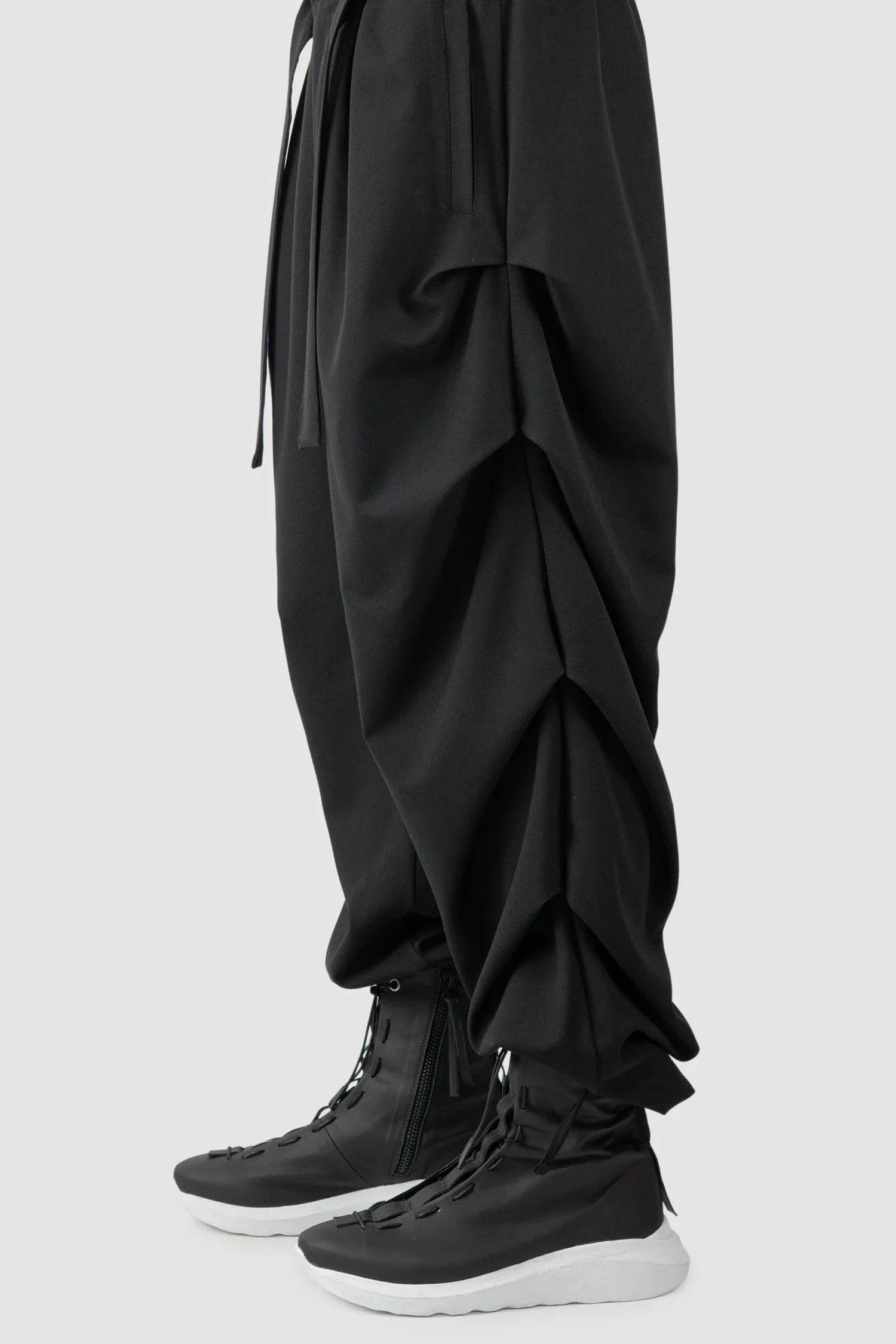 Black Guttered Fluid Stretch Trousers - Image 3