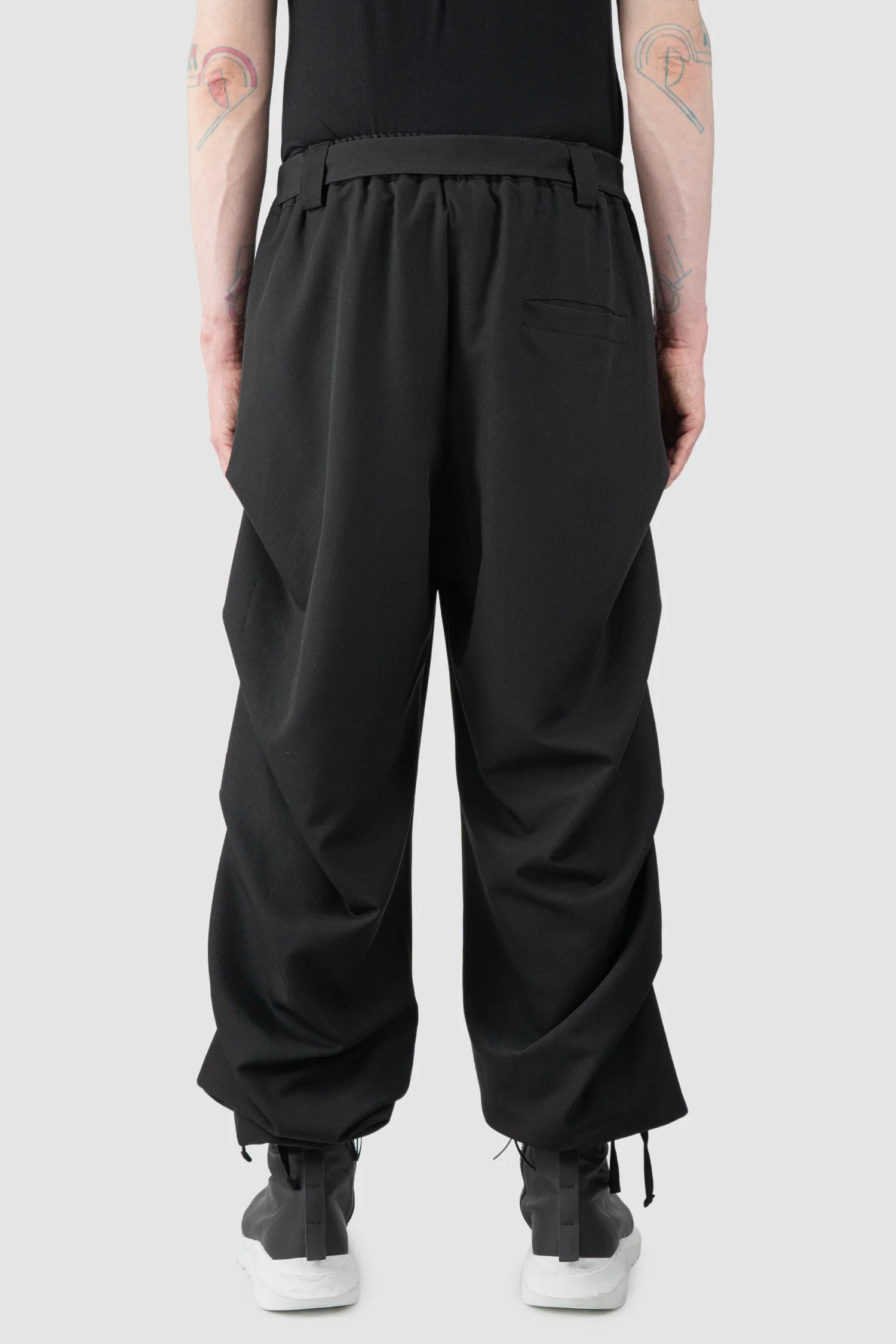 Black Guttered Fluid Stretch Trousers - Image 4