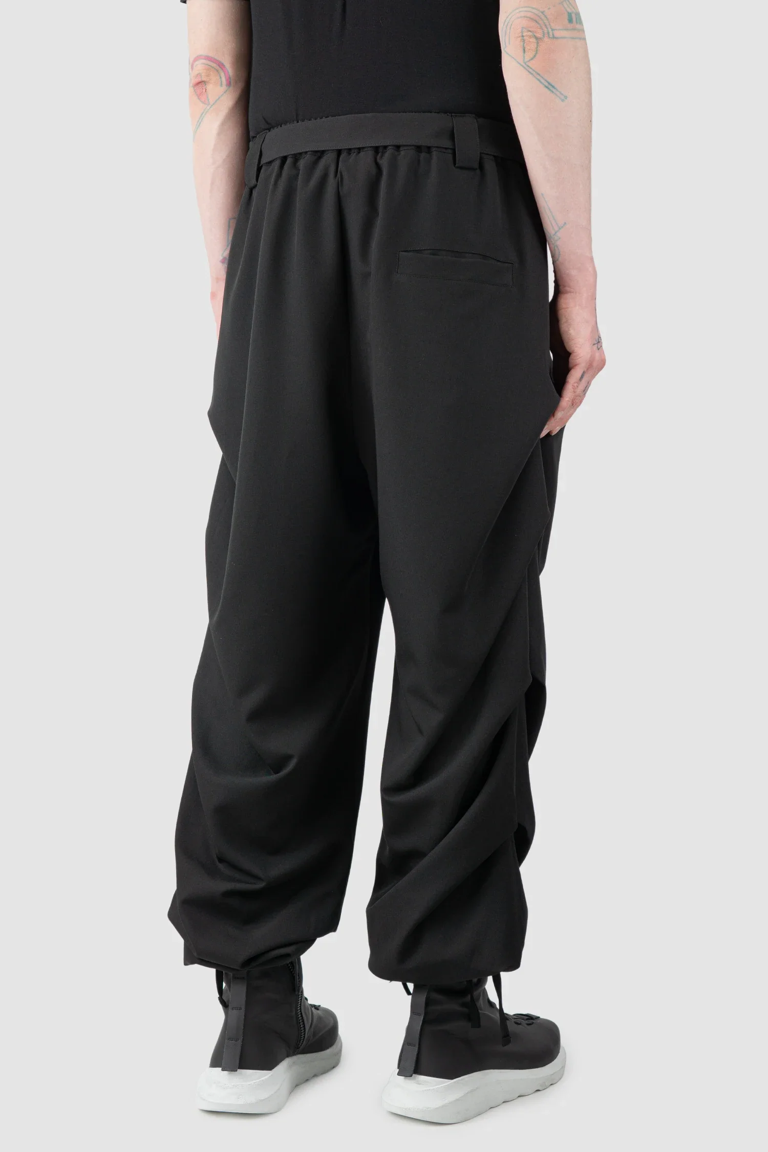 Black Guttered Fluid Stretch Trousers - Image 5