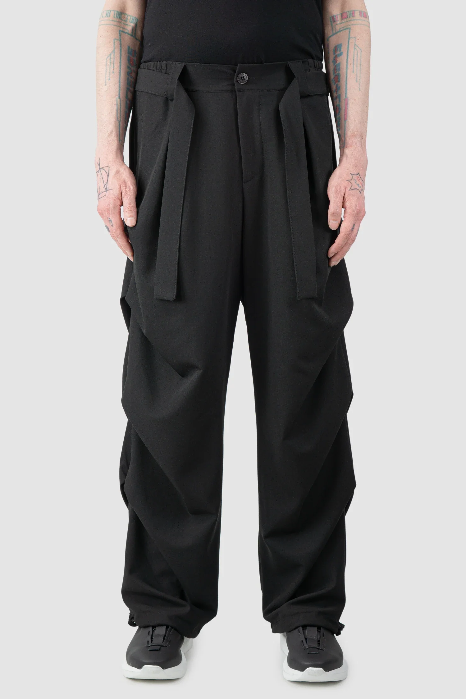 Black Guttered Fluid Stretch Trousers - Image 6