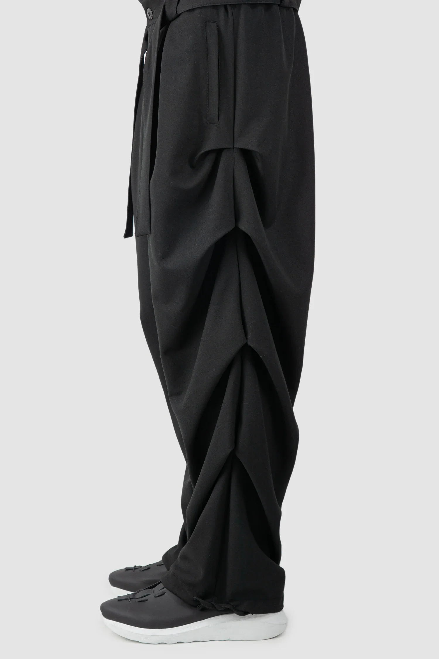 Black Guttered Fluid Stretch Trousers - Image 8