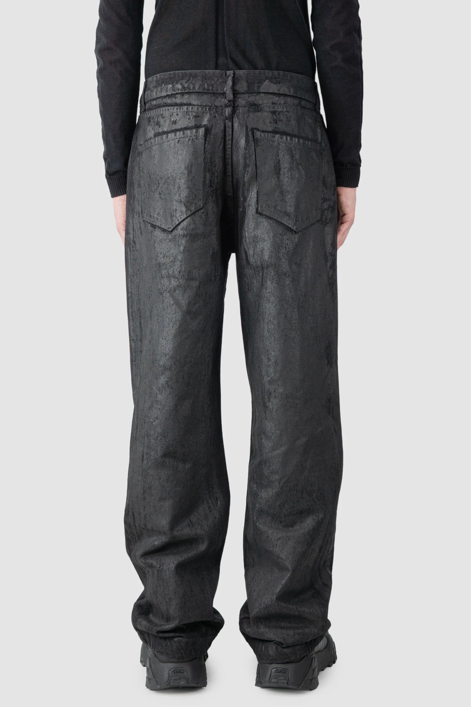 Black Hand-Painted Rubberized Coated Denim Jeans - Image 5