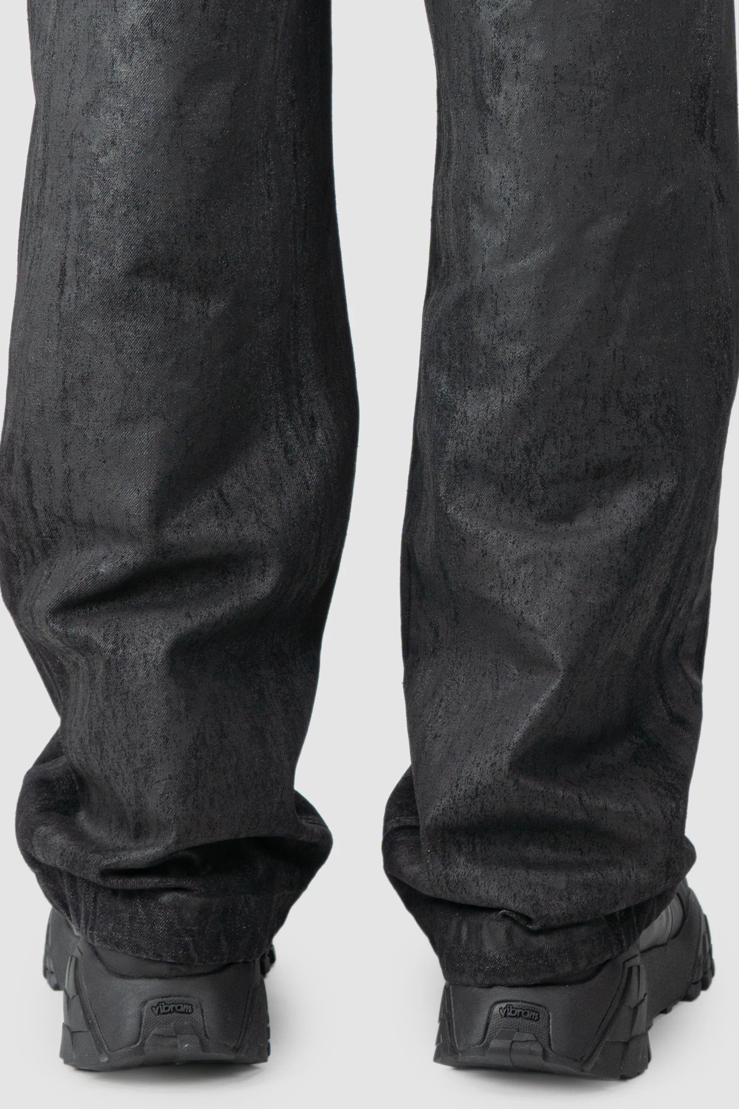Black Hand-Painted Rubberized Coated Denim Jeans - Image 6