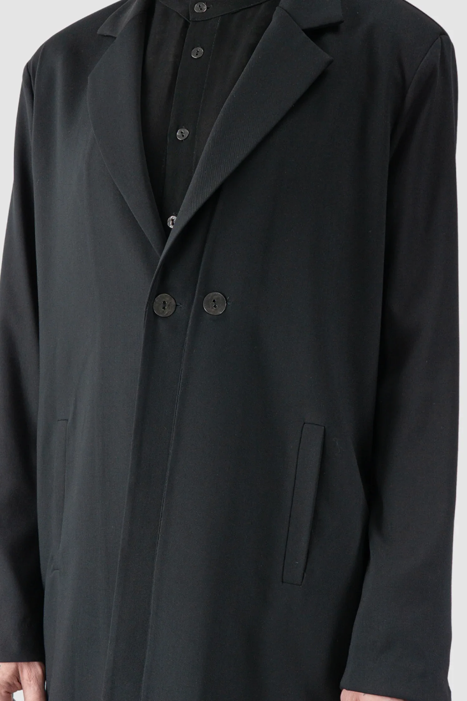Black Long Fluid Blazer Jacket - Image 3