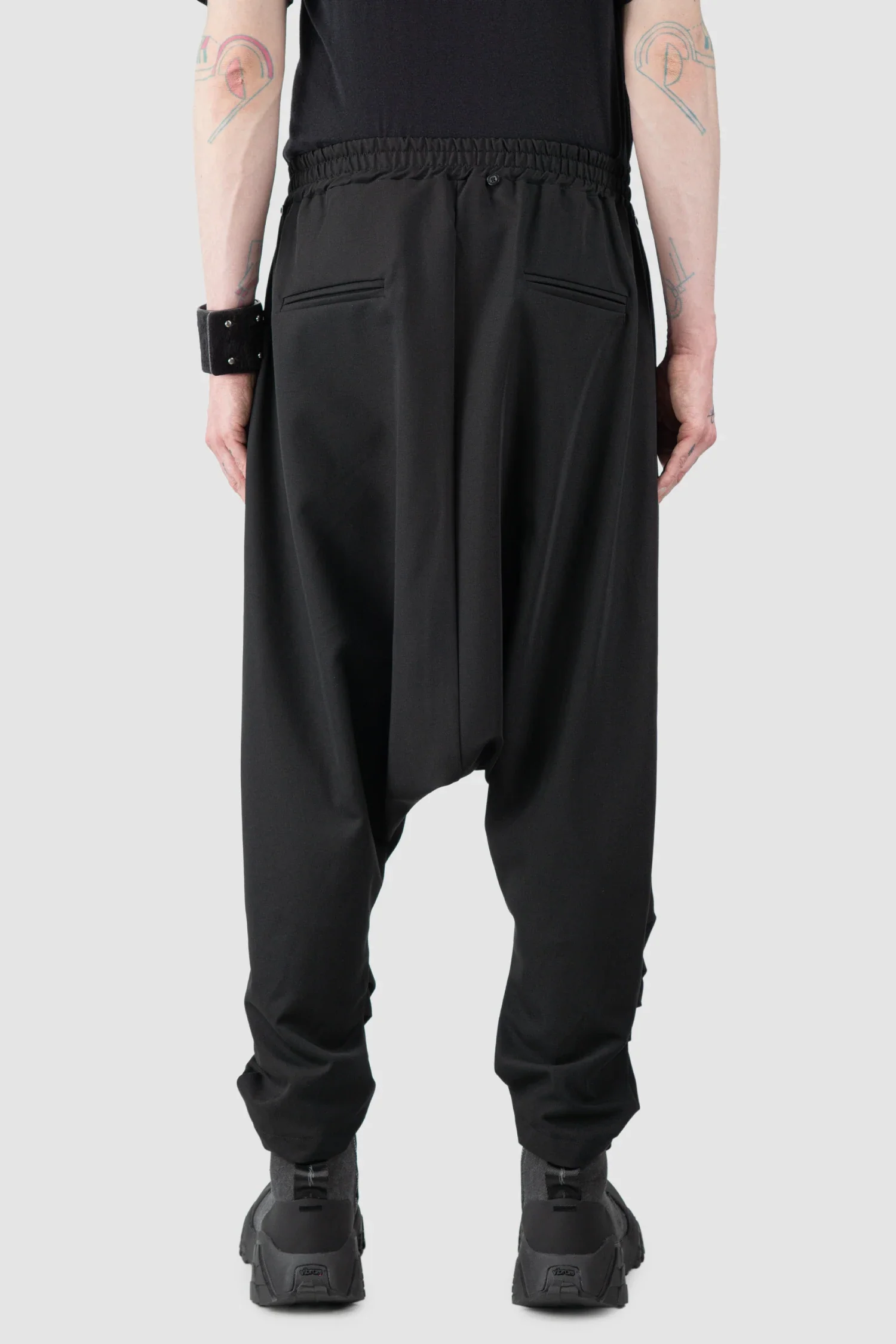 Black Low Crotch Trousers with Detachable Skirt - Image 11