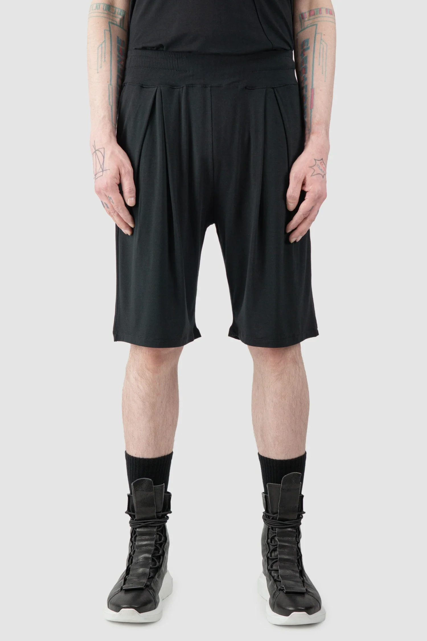 Black Relaxed Bamboo Bermuda Shorts