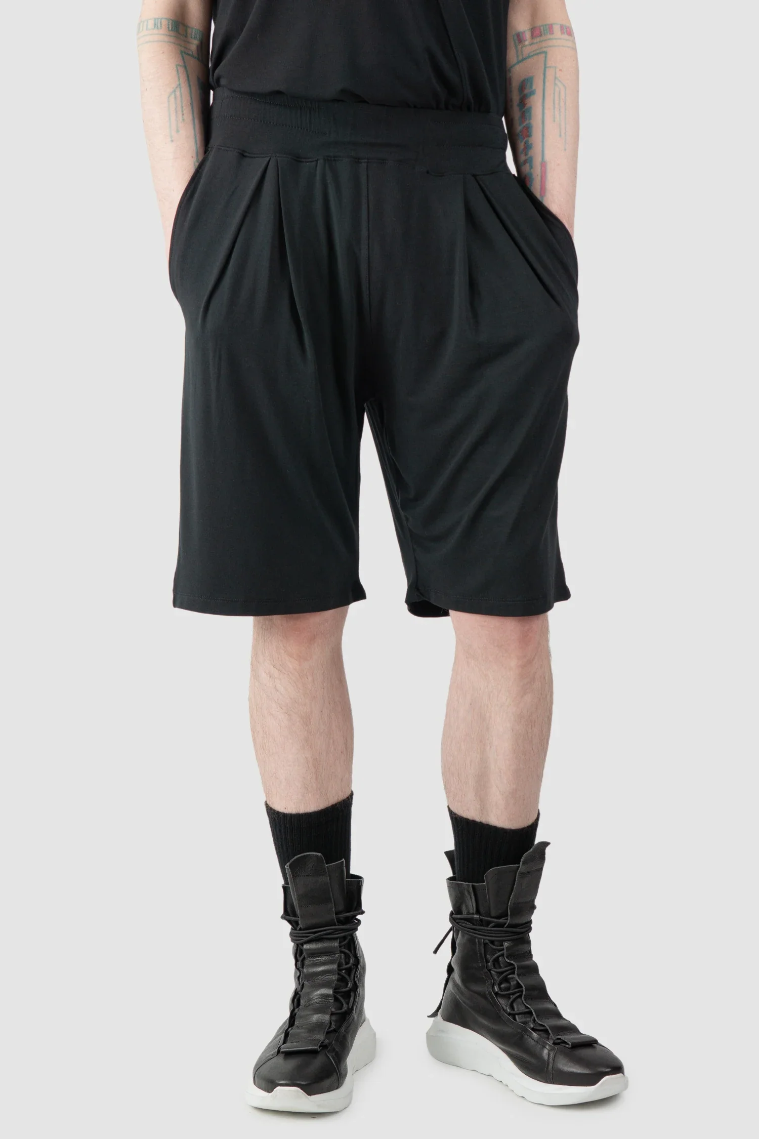 Black Relaxed Bamboo Bermuda Shorts - Image 6