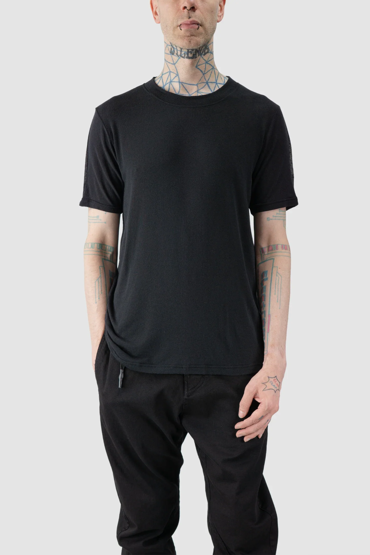 Black Relaxed Cashmere Blend T-Shirt - Image 6