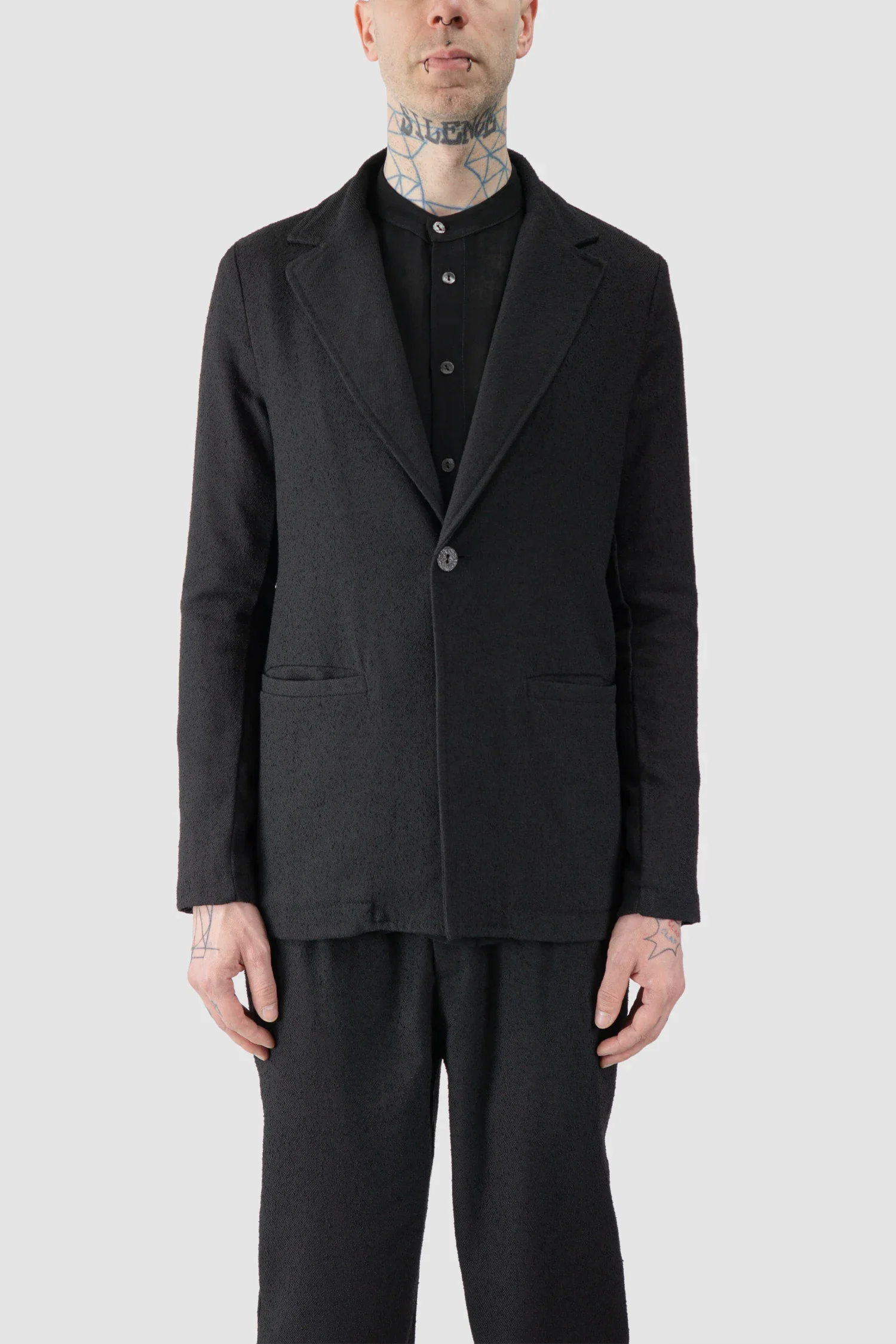 Black Single Button Soft Bouclé Blazer