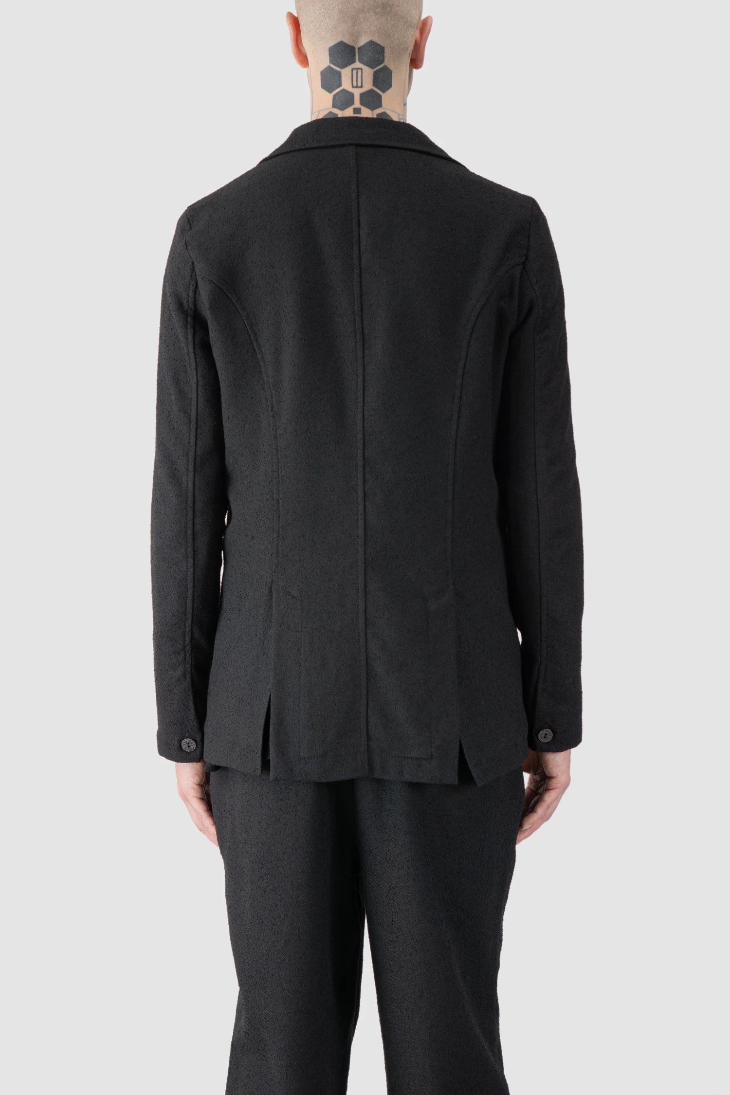 Black Single Button Soft Bouclé Blazer - Image 4